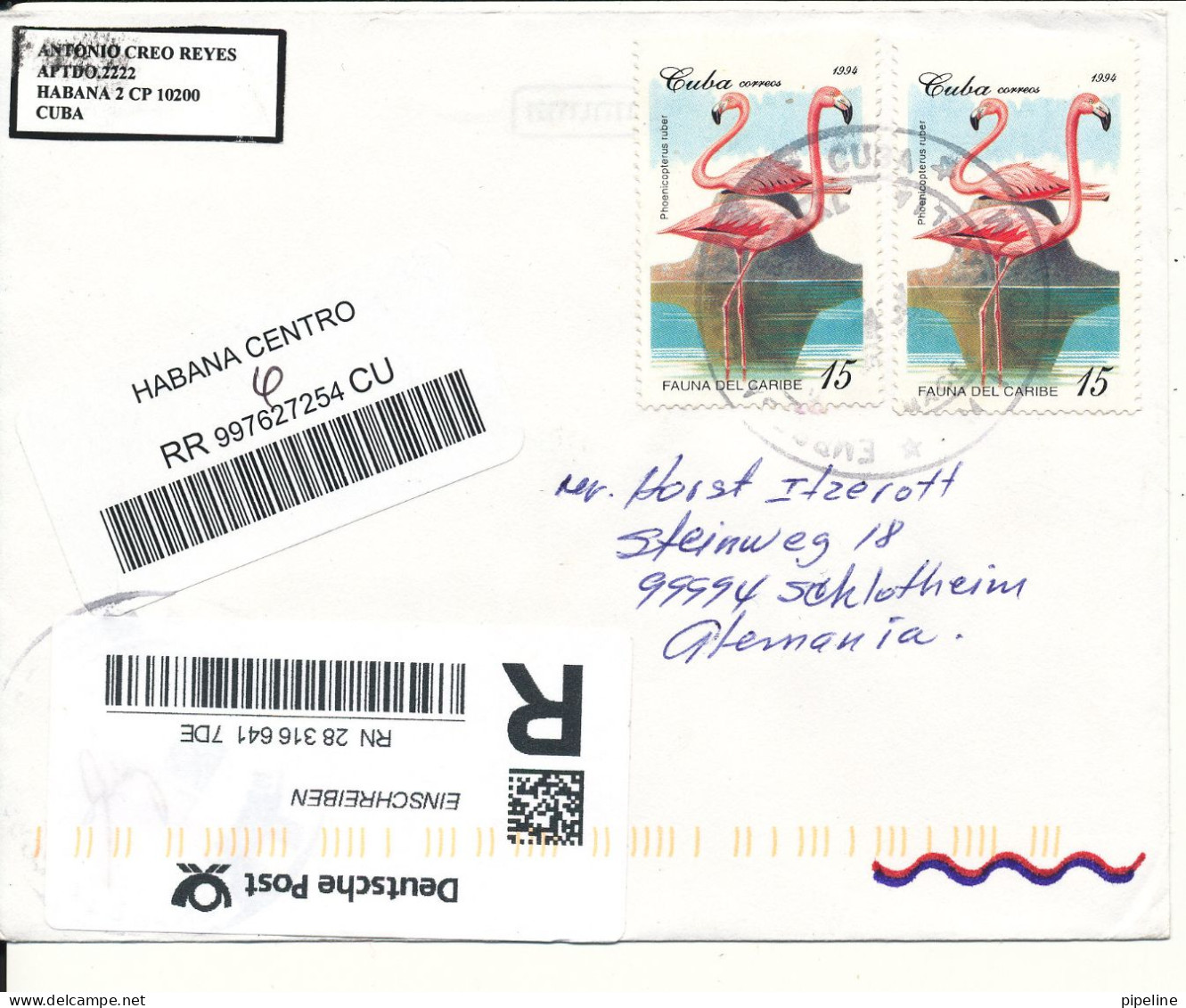 Cuba Registered Cover Sent To Germany With More Topic Stamps On Front And Backside Of The Cover - Lettres & Documents