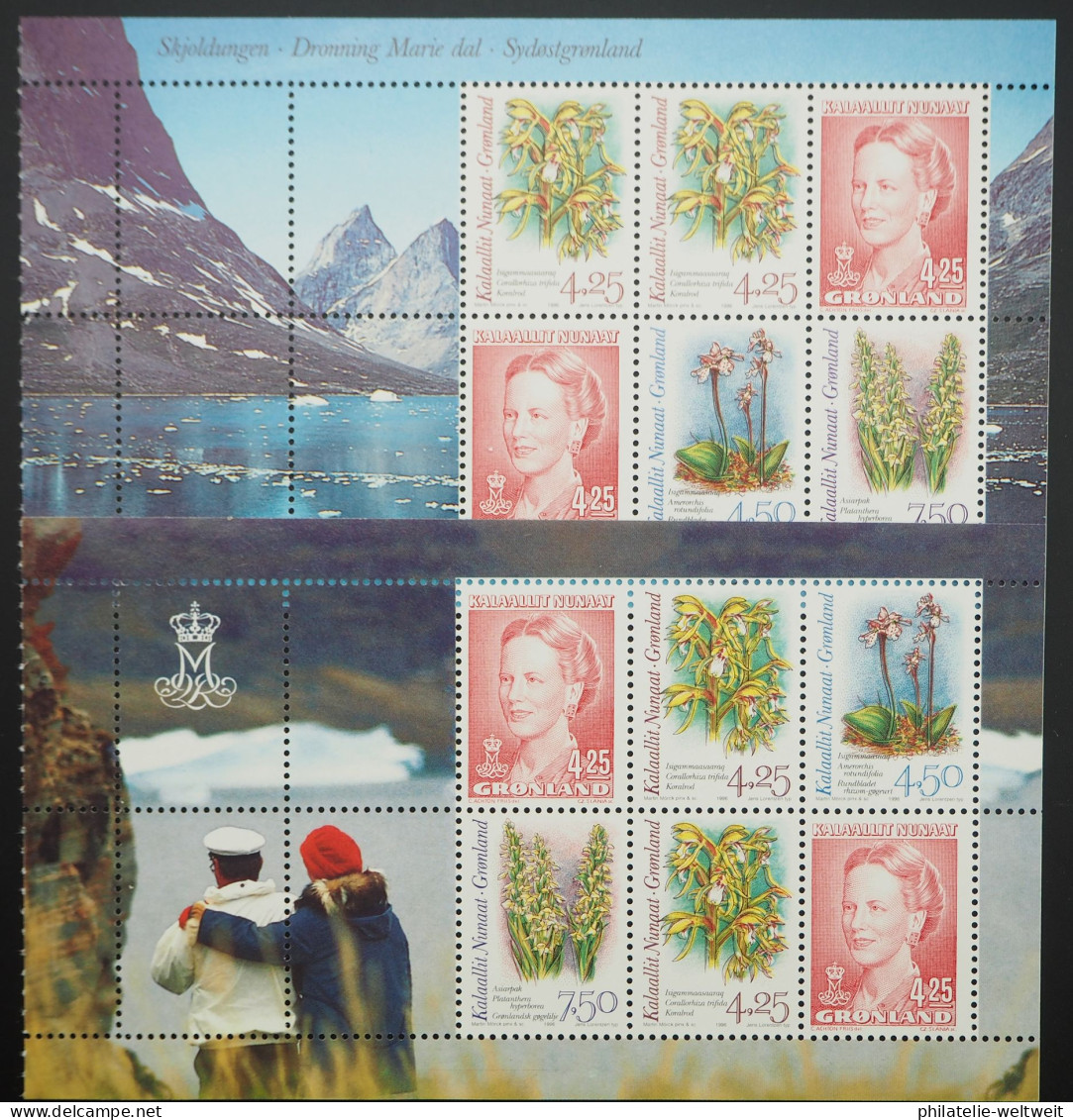 1996 Grönland; 2 Heftchenblätter Orchideen, **/MNH, H.-Bl. 7+8, ME 27,- - Andere & Zonder Classificatie