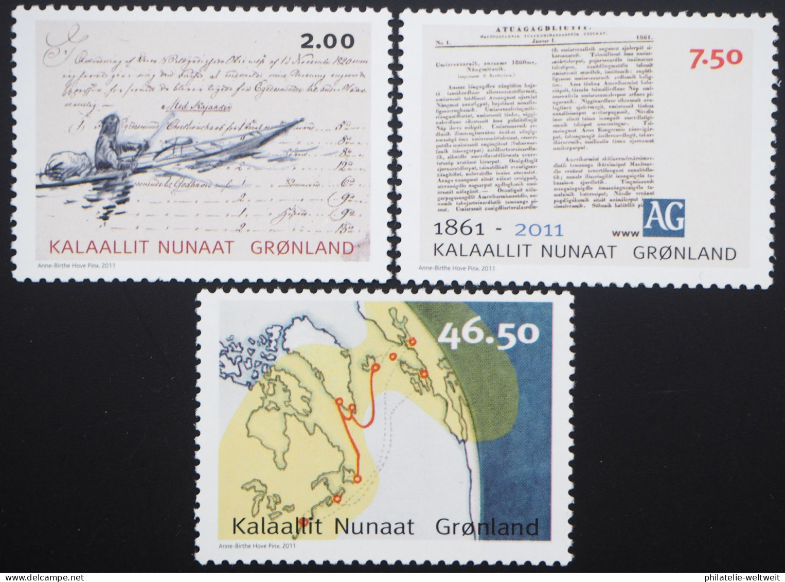 2011 Grönland; Serie Kommunikation (I), Postfrisch/MNH, MiNr. 575/77 A, ME 15,- - Sonstige & Ohne Zuordnung