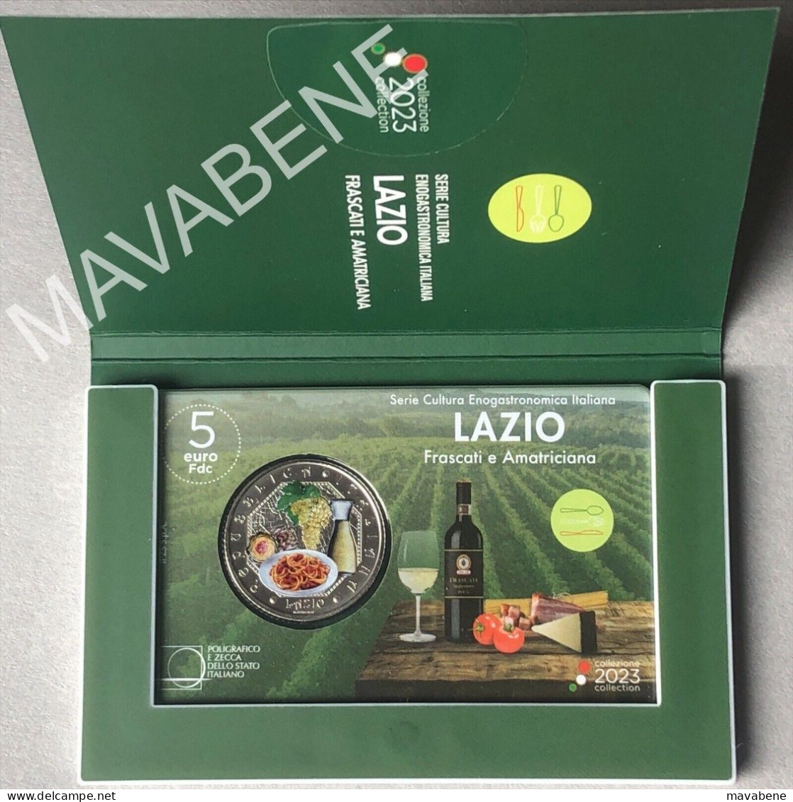 ITALIA 2023 LAZIO FRASCATI E AMATRICIANA MONETA 5 EURO FDC COINCARD - Sammlungen