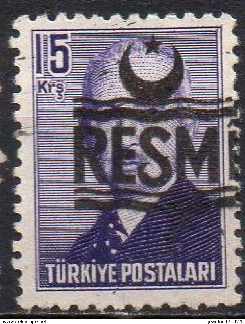 TURQUIE N° Serv 21 O Y&T 1952 15k Violet - Timbres De Service