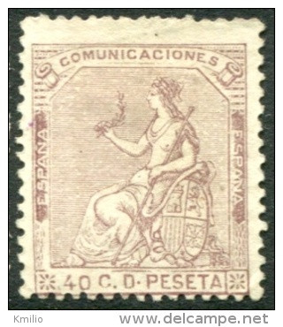 Edifil 136(*), 40 Cts Castaño Violeta De 1873 Nuevo - Unused Stamps