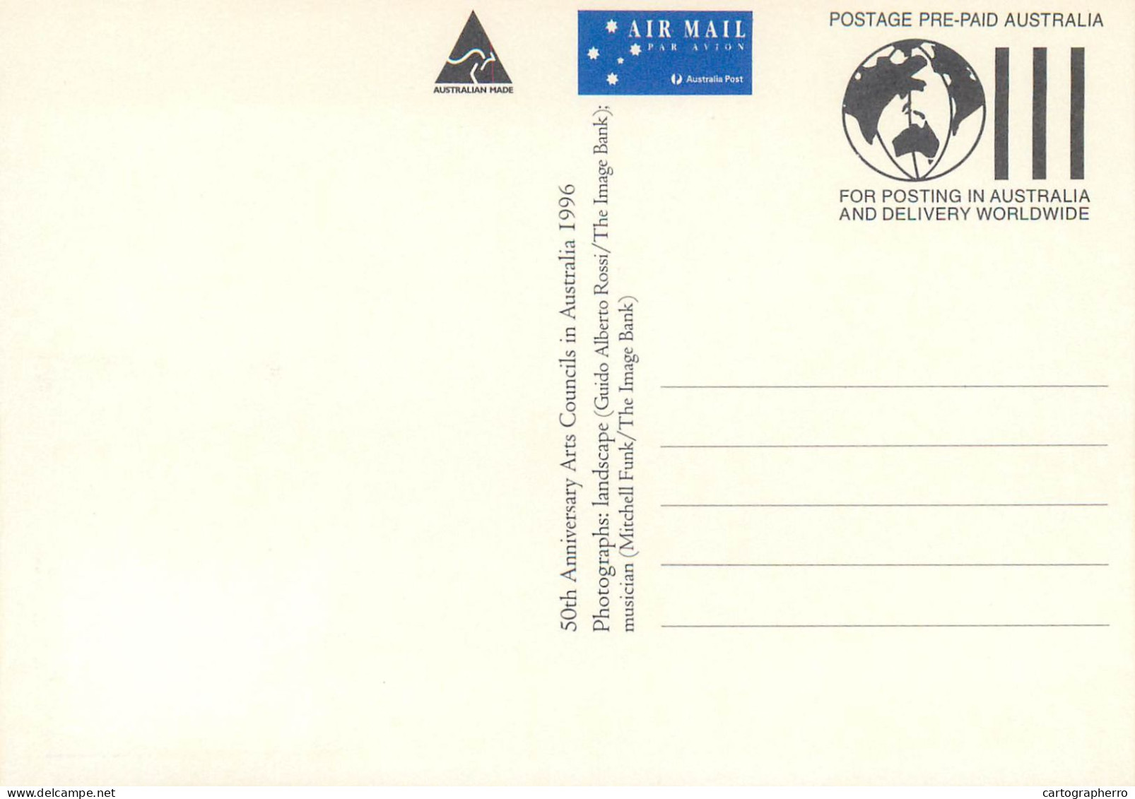 Australia Maxi Card 50th Anniversary Arts Councils 1996 - Autres & Non Classés