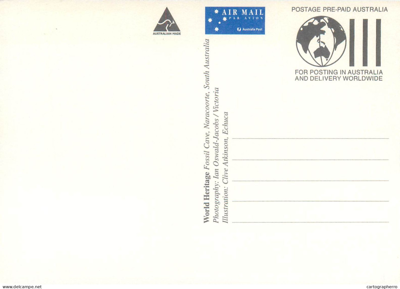 Australia Maxi Card World Heritage Fossil Cave Naracoorte - Autres & Non Classés