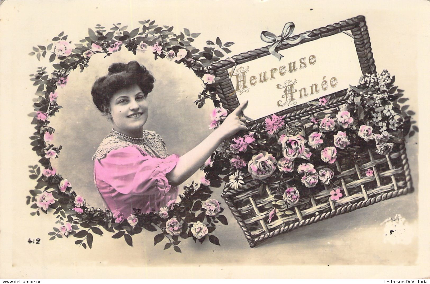 NOUVEL AN - Bonne Année - Happy New Year - Portrait Femme - Carte Postale Ancienne - New Year