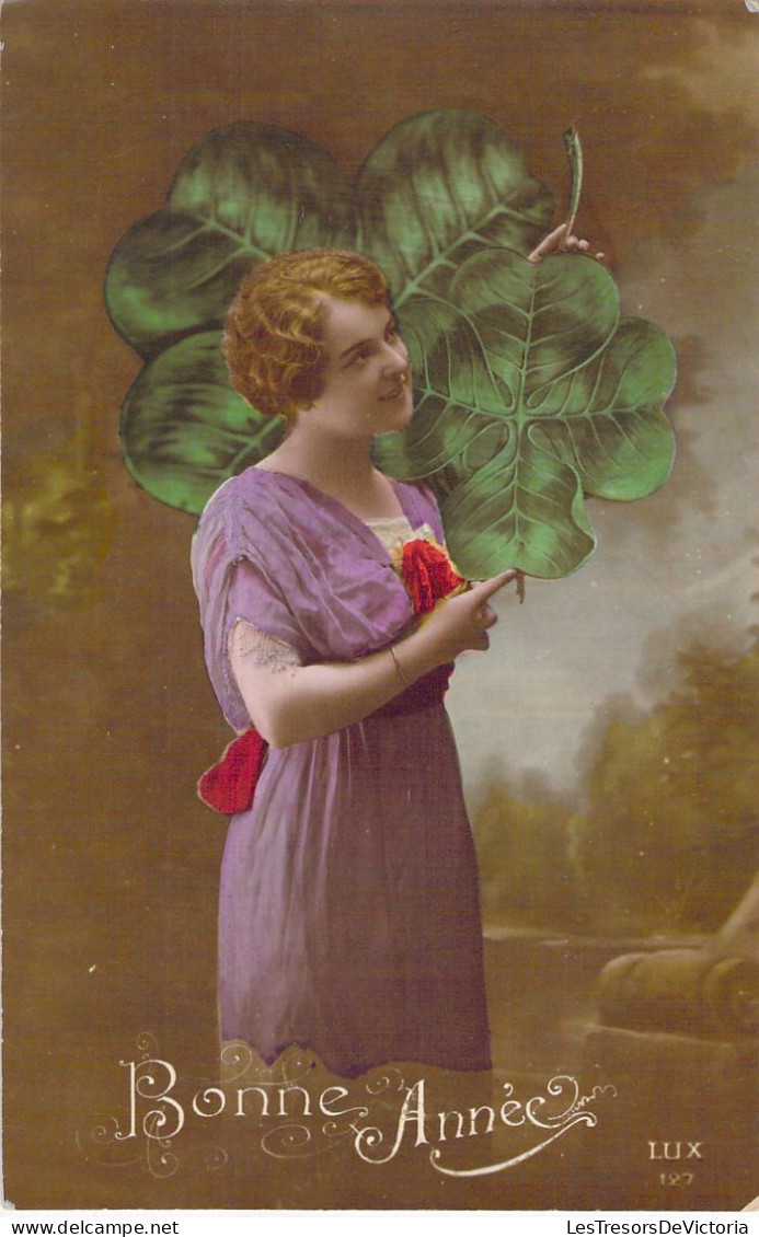 NOUVEL AN - Bonne Année - Happy New Year - Portrait Femme - Carte Postale Ancienne - New Year