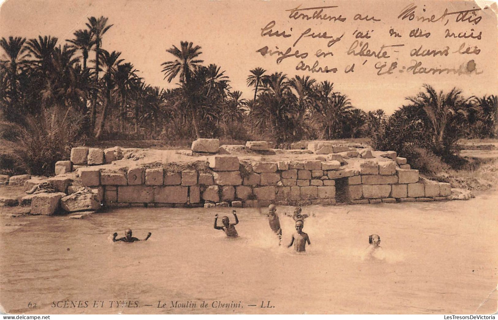 TUNISIE - Le Moulin De Chenini - Enfants Qui Nagent - Carte Postale Ancienne - Tunisie