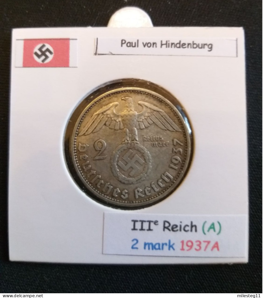 Pièce De 2 Reichsmark De 1937A (Berlin) Paul Von Hindenburg (position A) - 2 Reichsmark