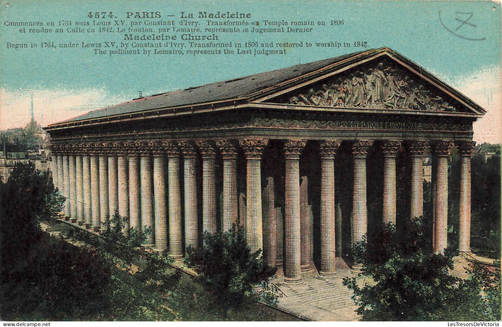 FRANCE - Paris - La Madeleine - 1784 Par Constat D'Ivry - Colorisé - Carte Postale Ancienne - Other Monuments