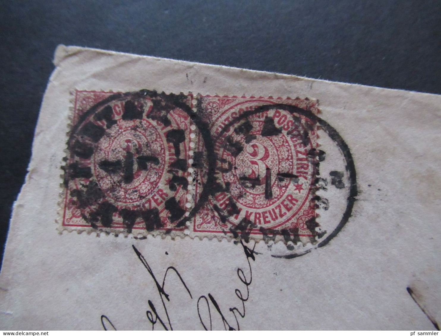AD NDP Um 1868 Mi.Nr.9 (3) 1x Waagerechtes Paar Auslandsbrief PD Stempel FFM - Manchester Via Ostende / Franco - Briefe U. Dokumente