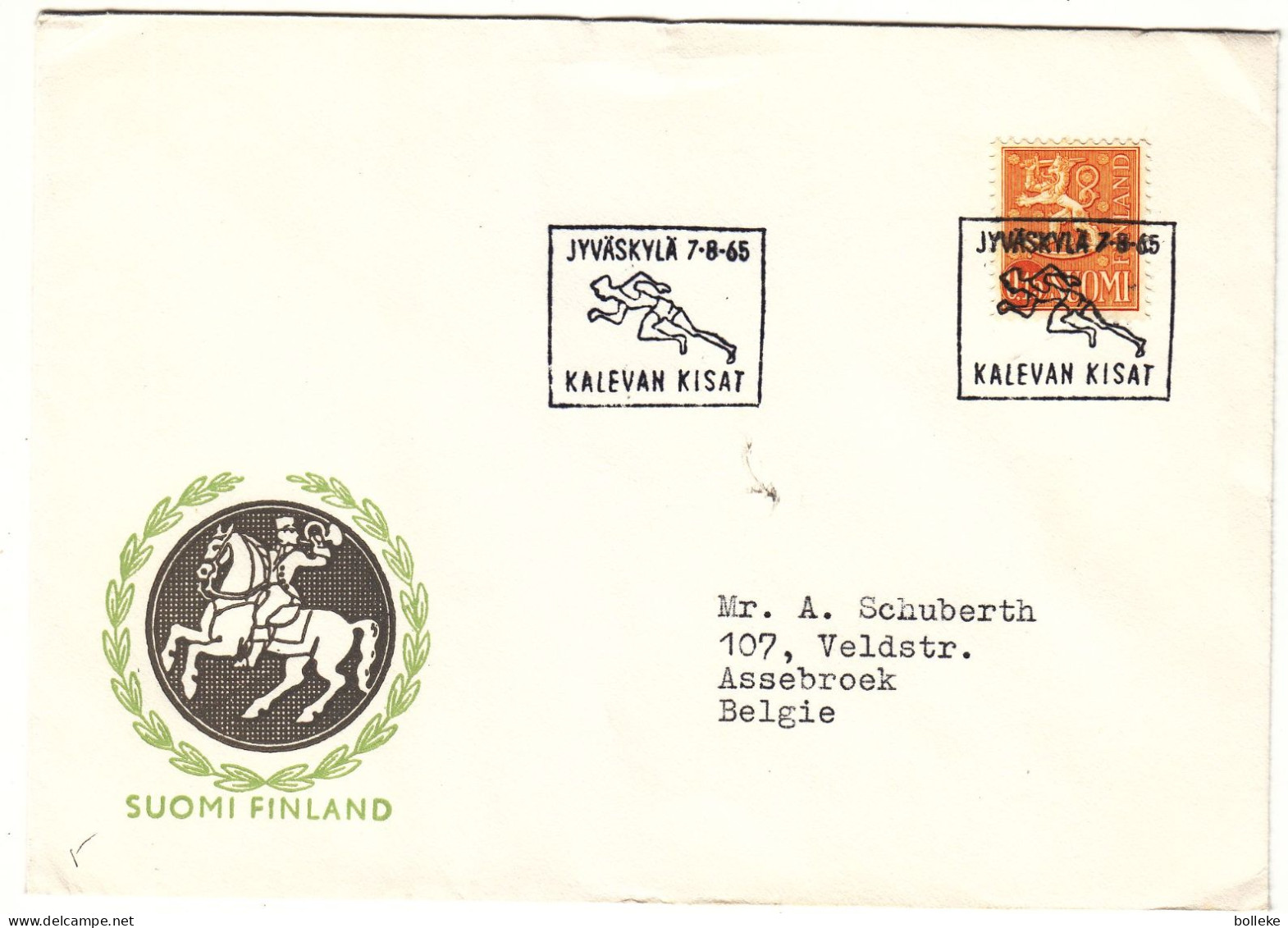 Finlande - Lettre De 1965 - Oblit Jyväskylä - Athlétisme - - Briefe U. Dokumente