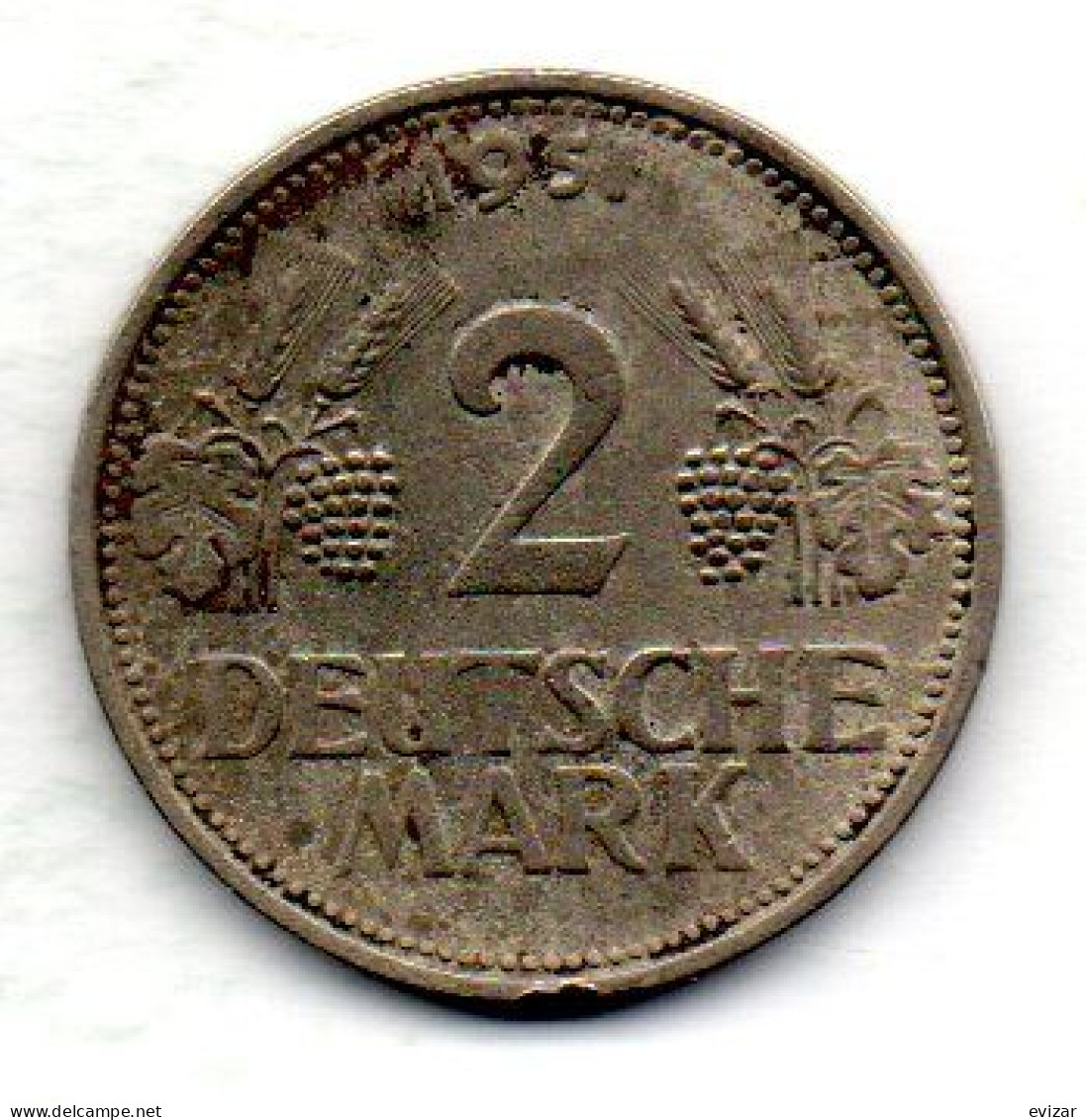 GERMANY - FEDERAL REPUBLIC, 2 Mark, Copper-Nickel, Year 1951-G, KM # 111 - 2 Marcos