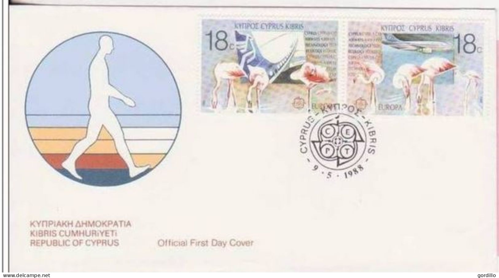 FDC Chypre Cyprus Flaments 1988. - Fenicotteri