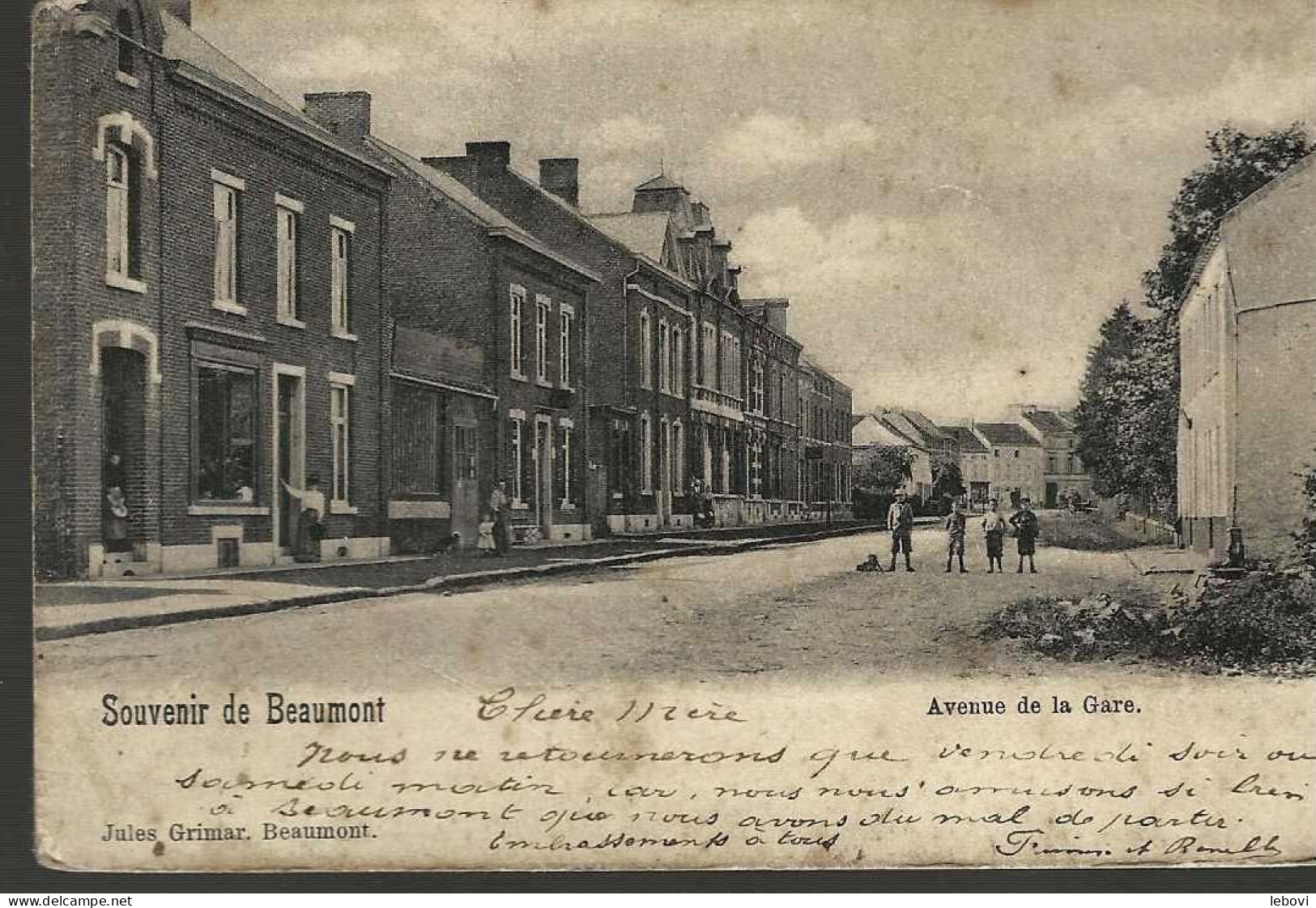 "Souvenir De BEAUMONT  - Avenue De La Gare » - Ed. Jules Grimar, Beaumont (1901) - Beaumont