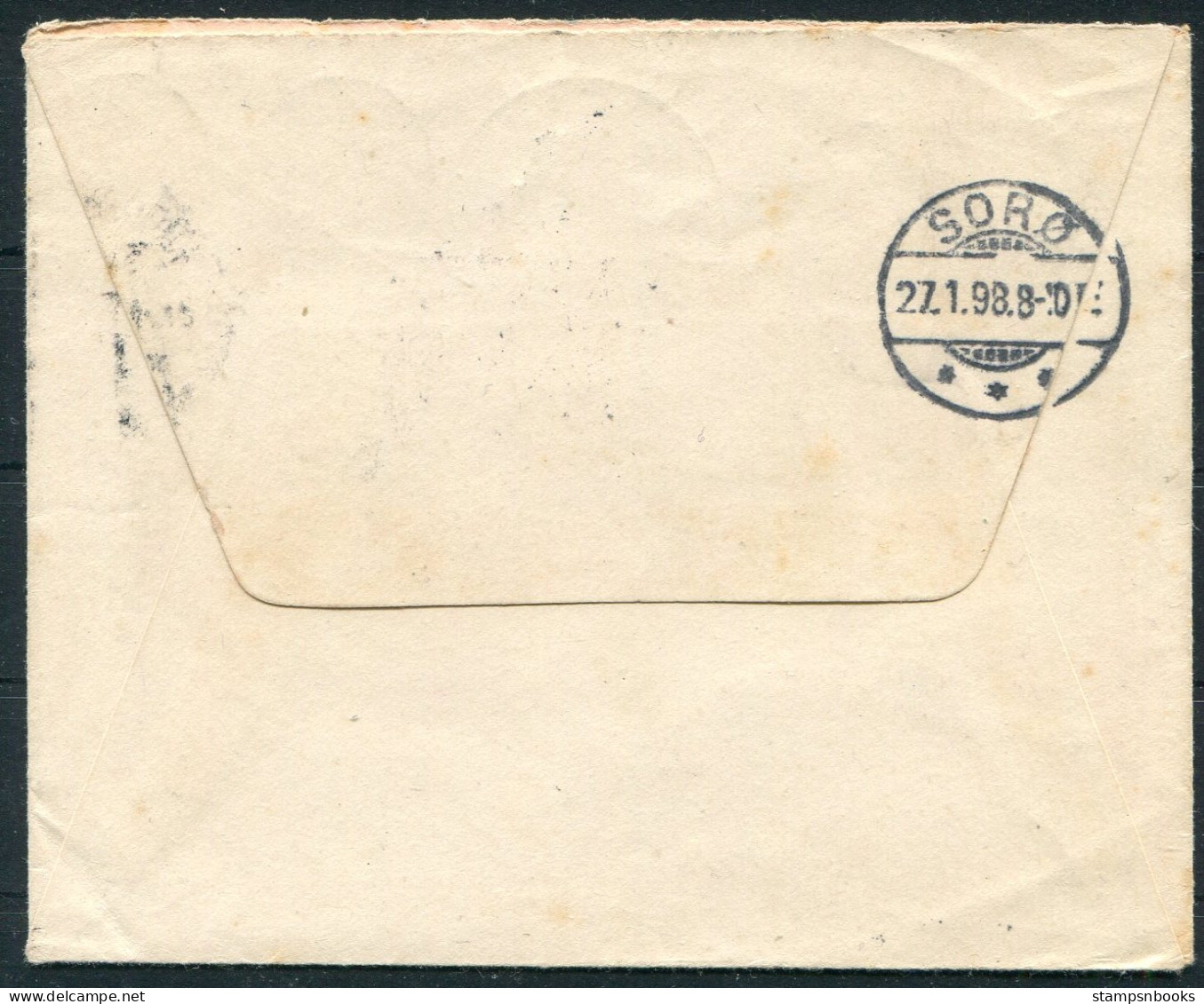 1898 Denmark Vetterslev Stjernestempel Star Cancel On Cover With Ringsted - Sorø (back Flap Detached) - Lettres & Documents