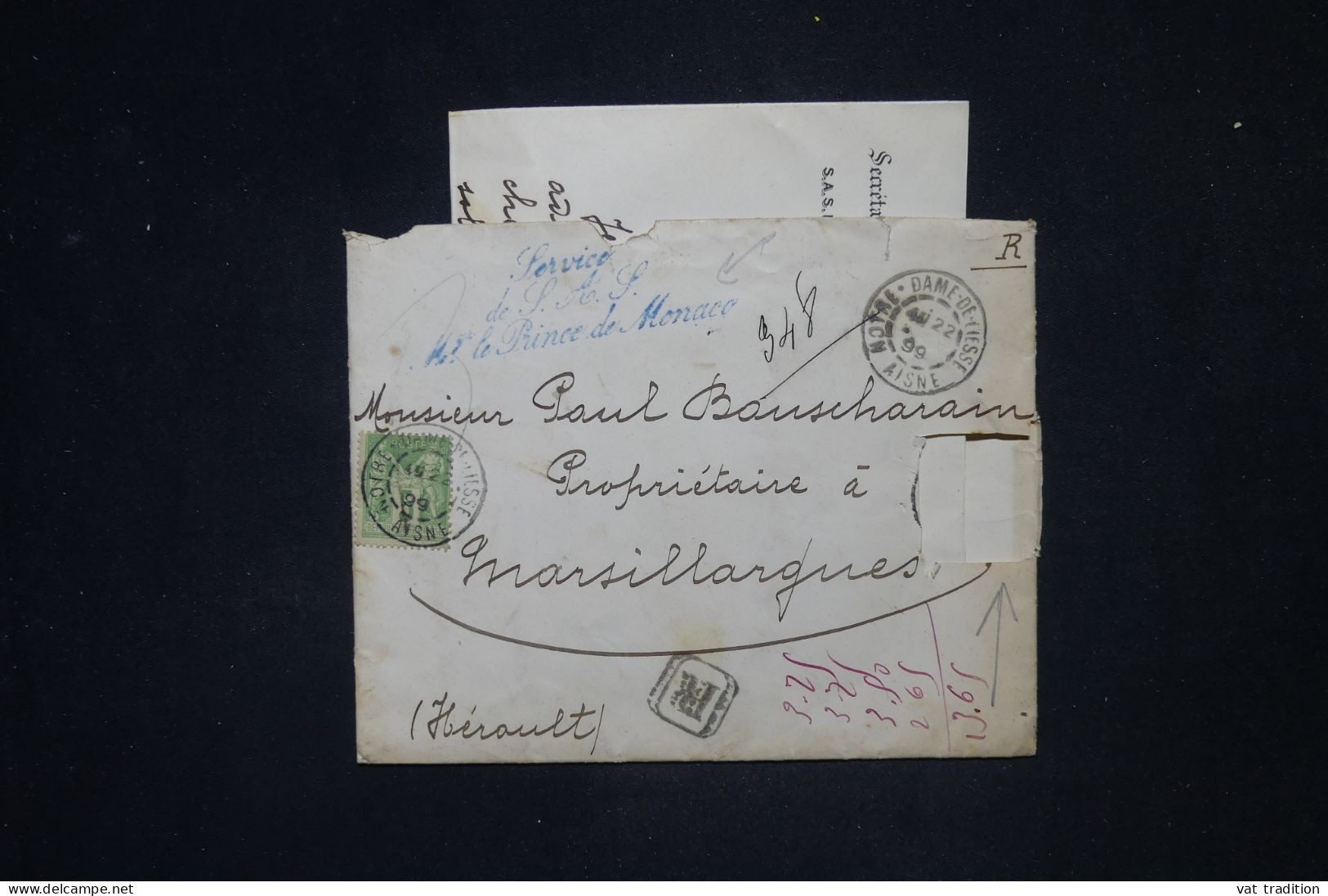 MONACO - Enveloppe + Contenu Du Secrétariat Des Commandements De SAS  Mgr Le Prince De Monaco En 1899 - L 148842 - Briefe U. Dokumente