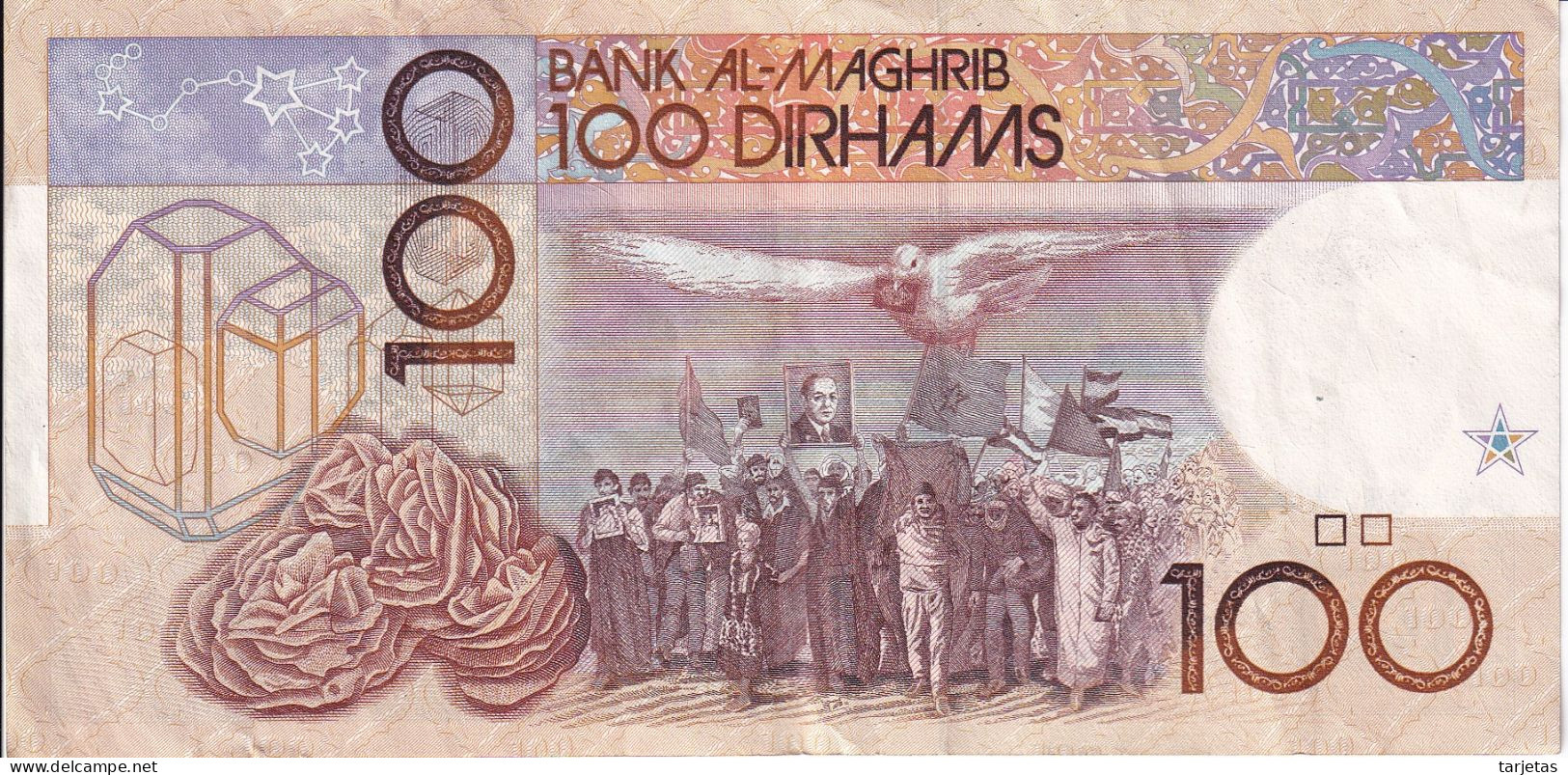 BILLETE DE MARRUECOS DE 100 DIRHAMS AÑO 1987 (BANKNOTE) - Morocco