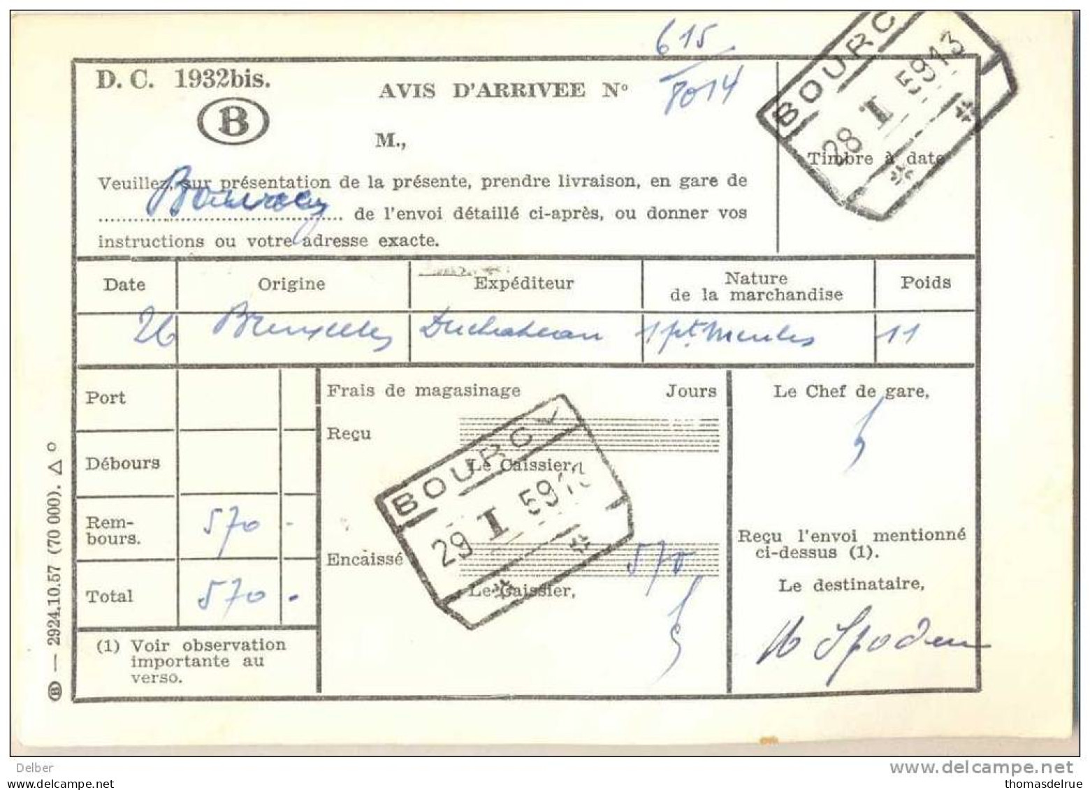 _Np955:N°S50+S54+1027(gemengde  Frankering):BOURCY(LONGWILLY) + Spoorweg: BOURCY// +__+ - Other & Unclassified