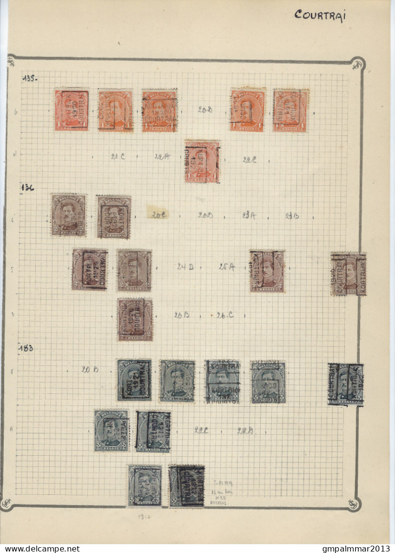 Lot Op Albumbladen Allen Voorafstempelingen KORTRIJK - COURTRAI  ; Details En Staat Zie 6 Scans ! LOT 320 - Andere & Zonder Classificatie