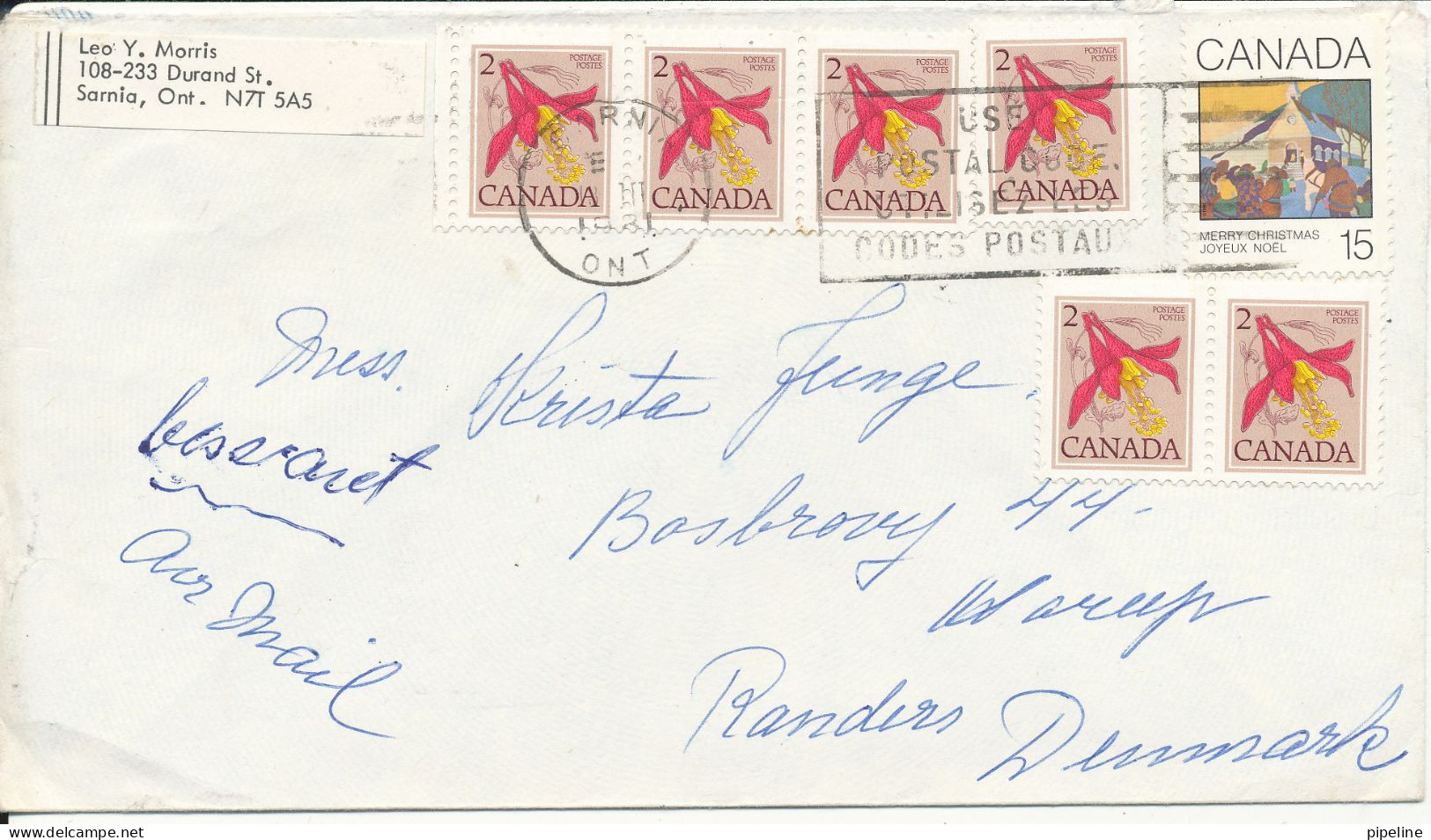 Canada Cover Sent To Denmark 1981 - Lettres & Documents