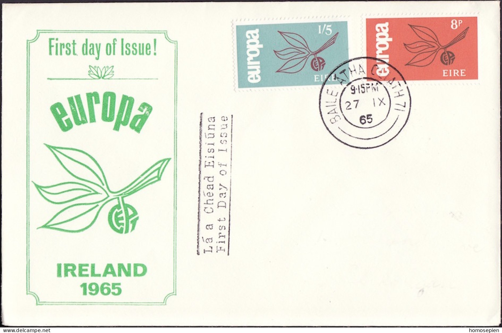 Irlande - Ireland - Irland FDC1 1965 Y&T N°175 à 176 - Michel N°176 à 177 - EUROPA - FDC