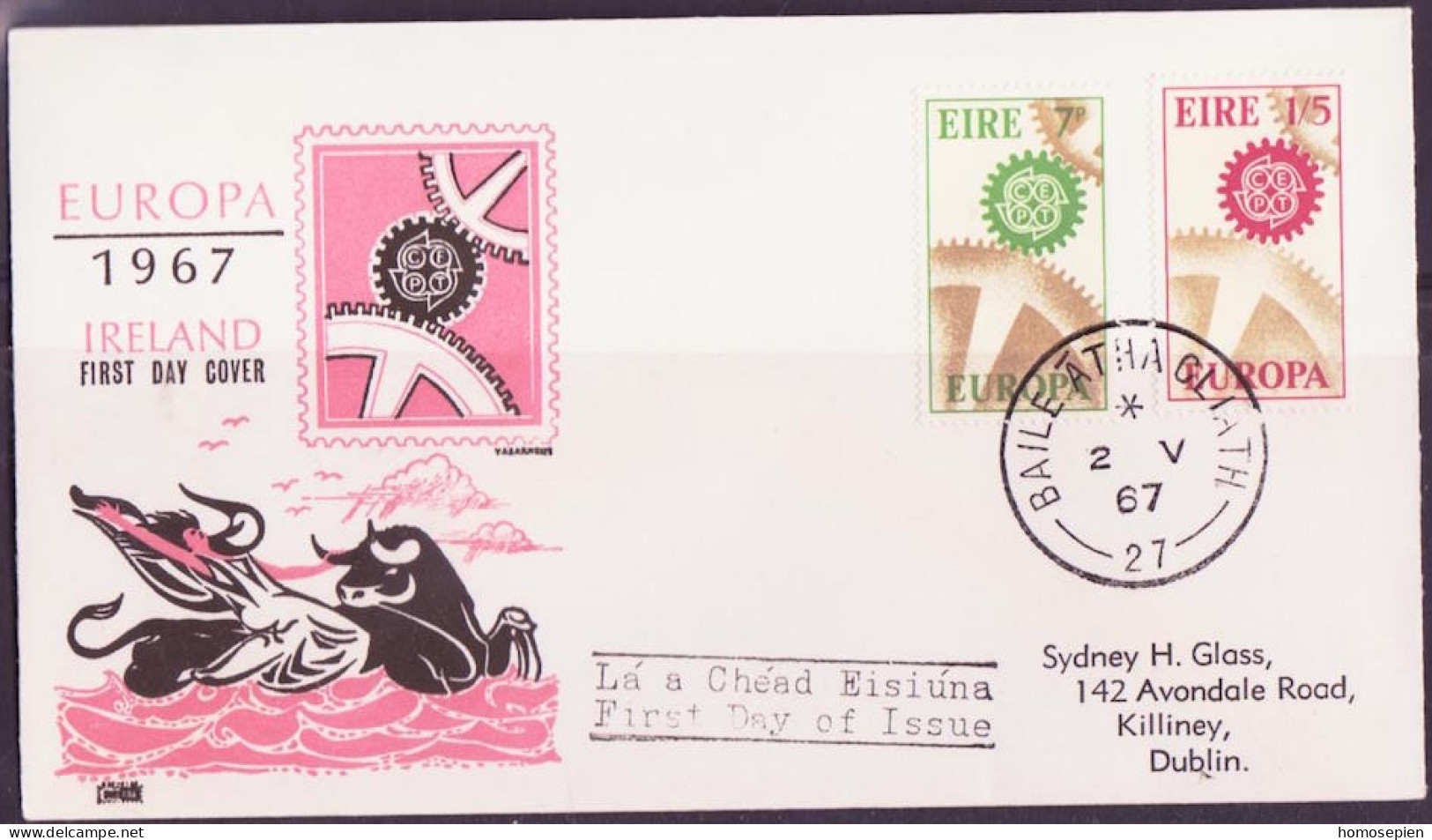 Irlande - Ireland - Irland FDC1 1967 Y&T N°191 à 192 - Michel N°192 à 193 - EUROPA - FDC