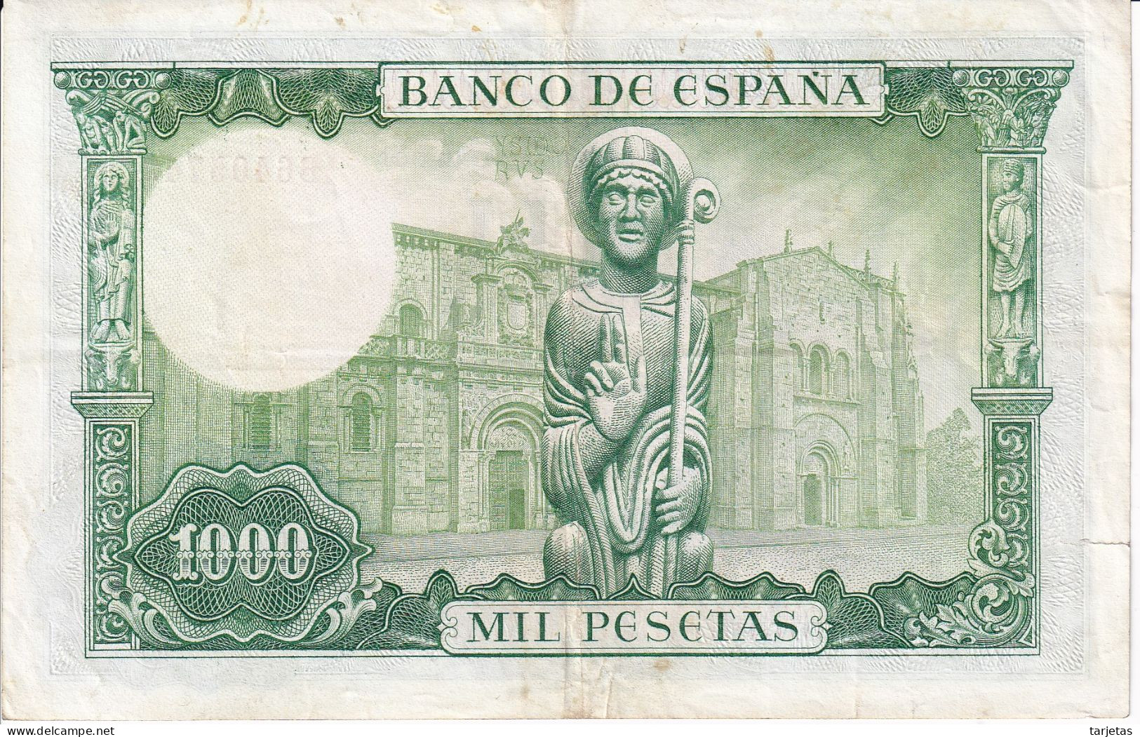 BILLETE DE 1000 PESETAS DEL AÑO 1965 DE S. ISIDORO SERIE B (BANKNOTE) - 1000 Peseten