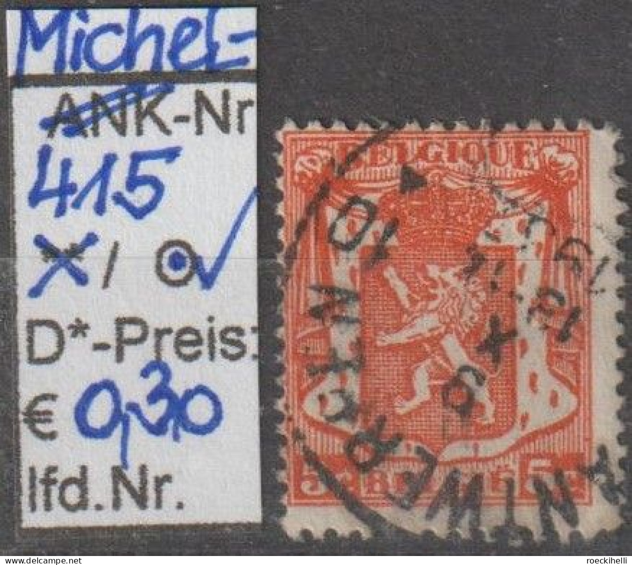 1936 - BELGIEN - FM/DM "Staatswappen" 5 C Rotorange - O Gestempelt - S.Scan (415o Be) - 1929-1937 Heraldic Lion