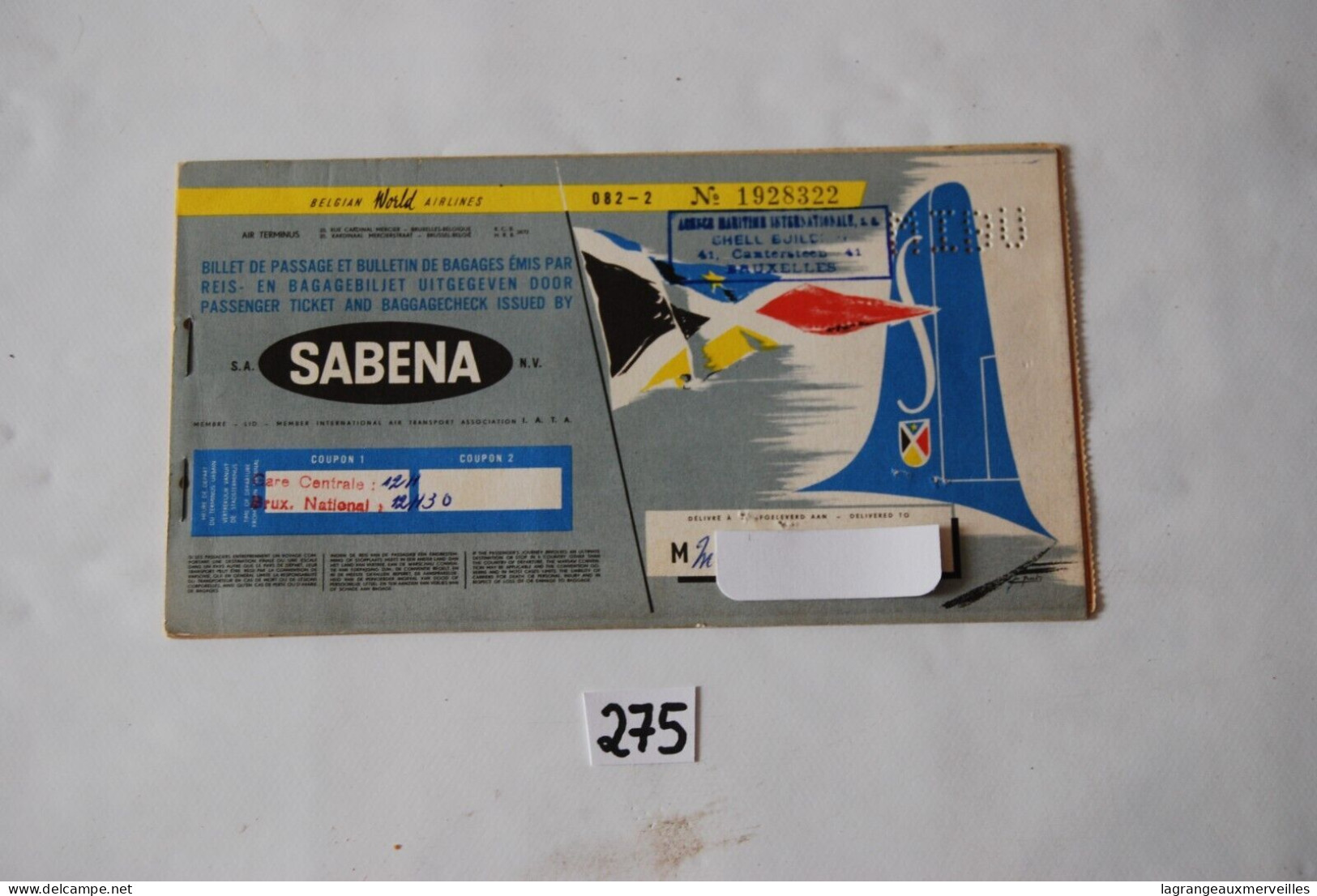 C275 Ancien Billet De Voyage - SABENA BELGIAN AIRLINES - GEVAERT - Usumbura - Rare Book - Wereld