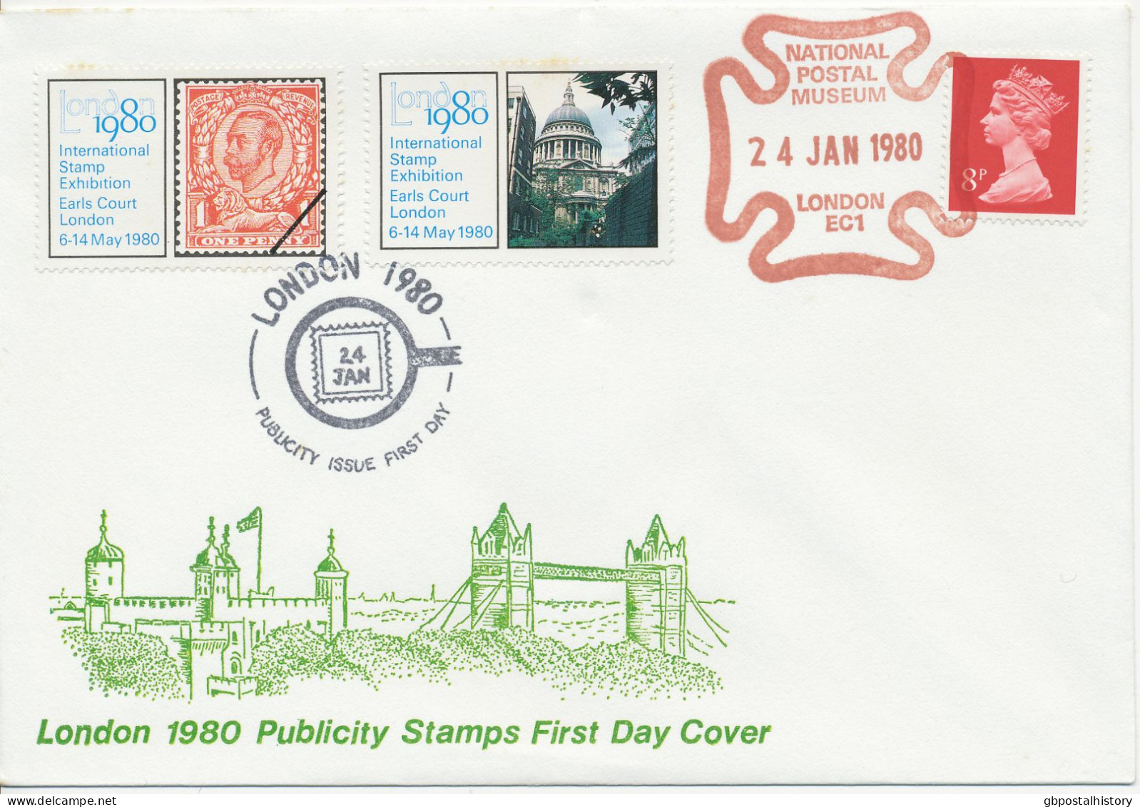 GB SPECIAL EVENT POSTMARKS 1980 LONDON 1980 PUBLICITY ISSUE FIRST DAY - NATIONAL POSTAL MUSEUM LONDON ECI - Briefe U. Dokumente