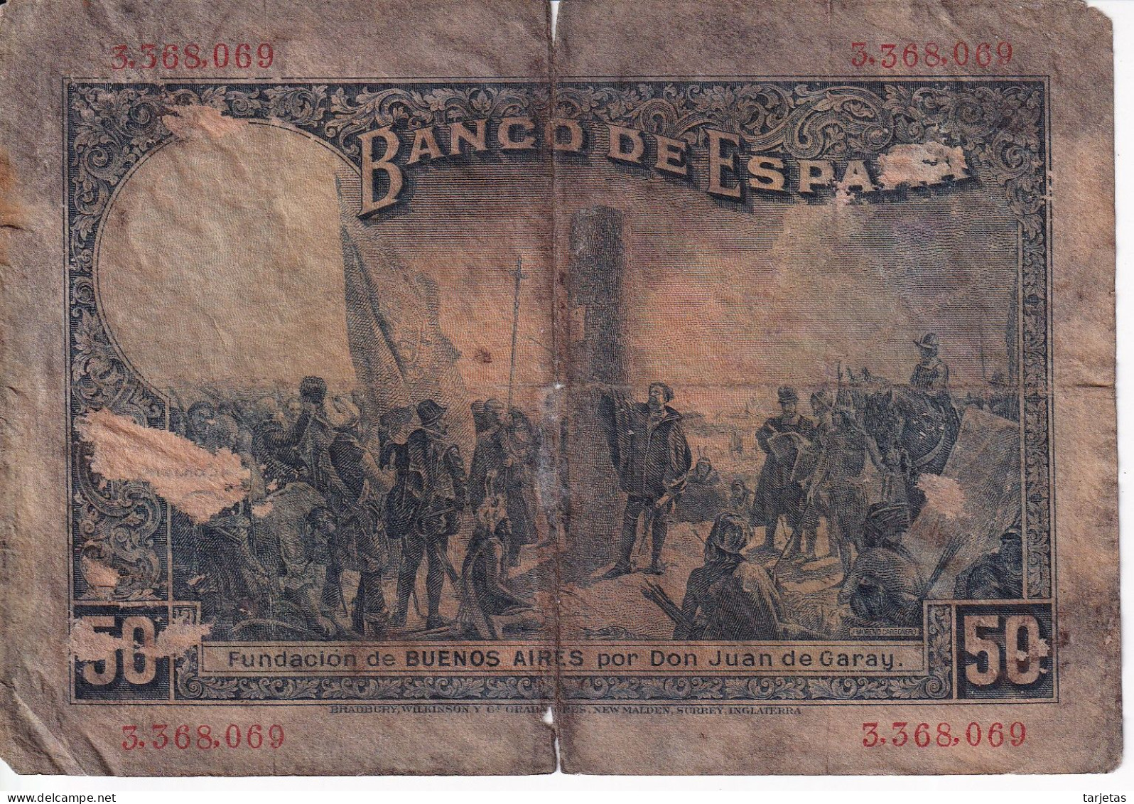 BILLETE DE 50 PTAS DEL AÑO 1927 CON RESELLO DE LA REPUBLICA ESPAÑOLA - 50 Pesetas