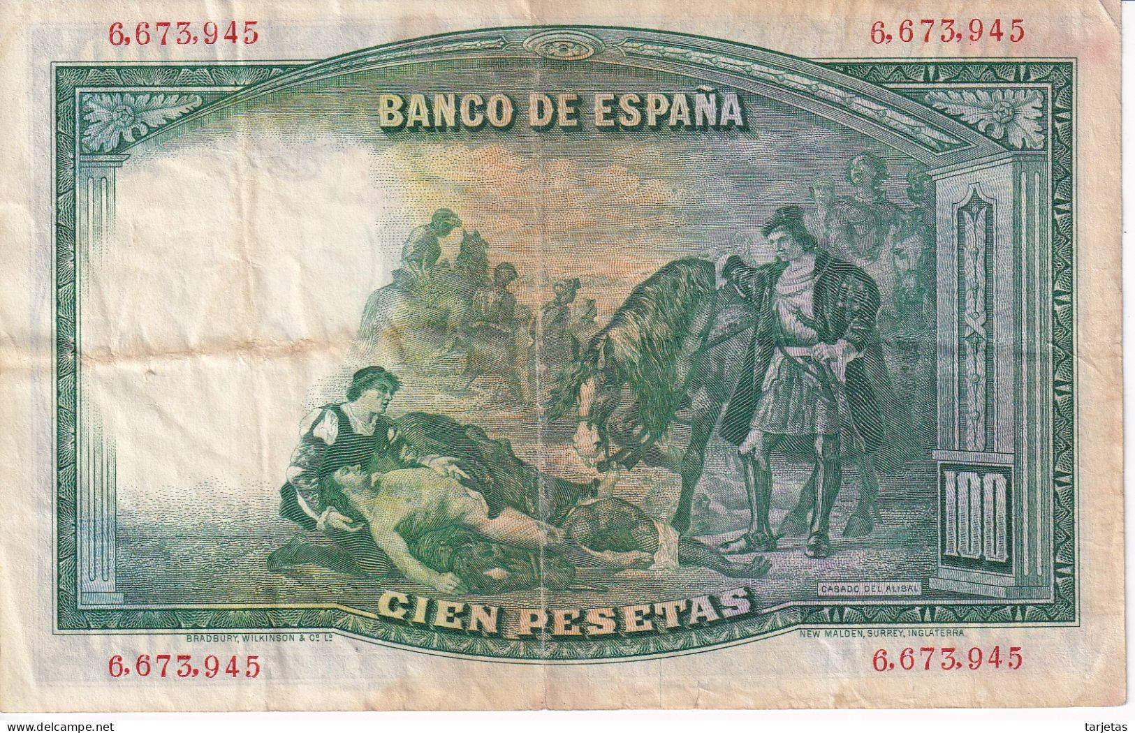 BILLETE DE ESPAÑA DE 100 PTAS DEL AÑO 1931 SIN SERIE  (BANKNOTE) EL GRAN CAPITAN - 100 Pesetas