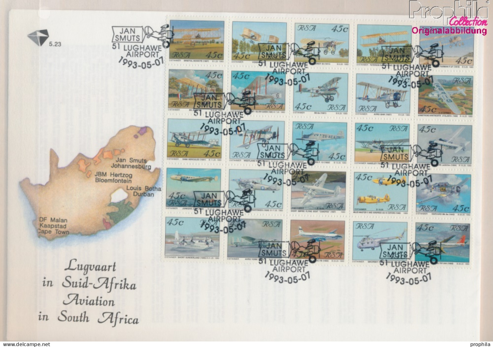 Südafrika 865-889 (kompl.Ausg.) FDC 1993 Luftfahrt (10221569 - FDC