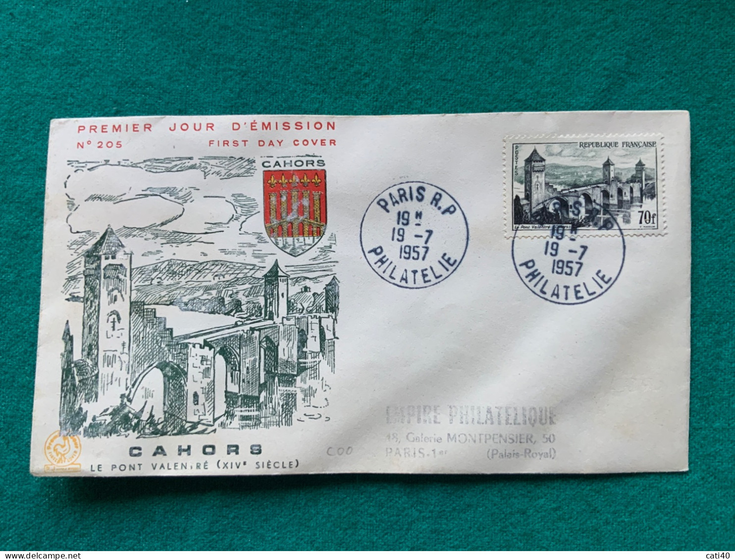 FRANCIA - CAHORS PE PONT VALENTRE  - FDC 1957 - Briefe U. Dokumente