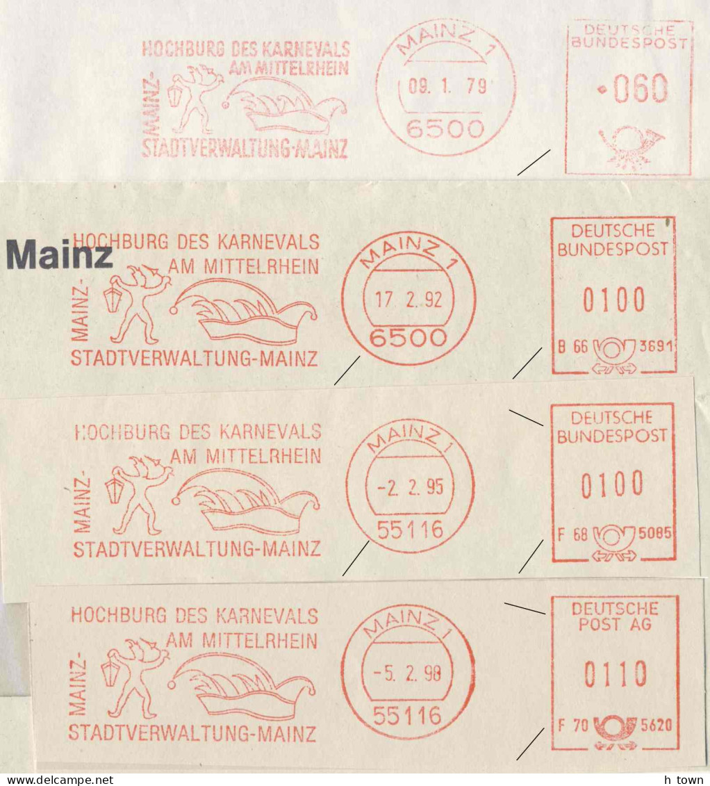 819  Carnaval Mayence: 4 Ema D'Allemagne, 1979/98 - Carnival Mainz  Meter Stamps From Germany - Karnaval