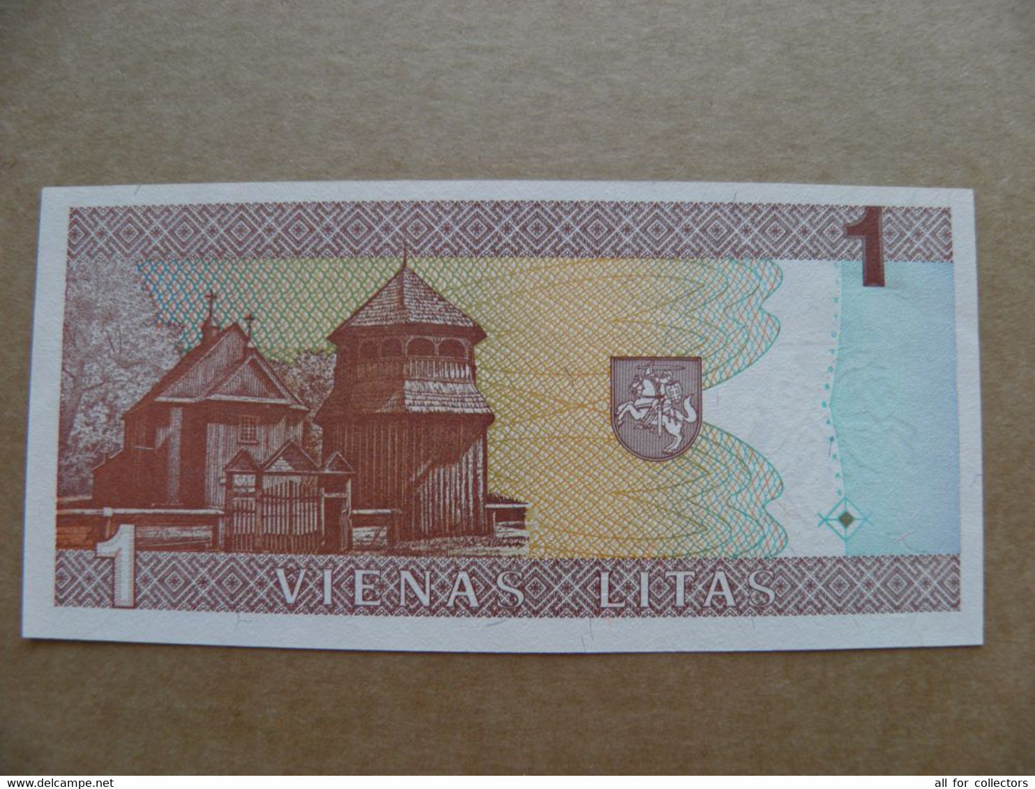 UNC Banknote Lithuania 1 Litas 1994 P-53 Writer Zemaite Church Prefix AAA - Litouwen