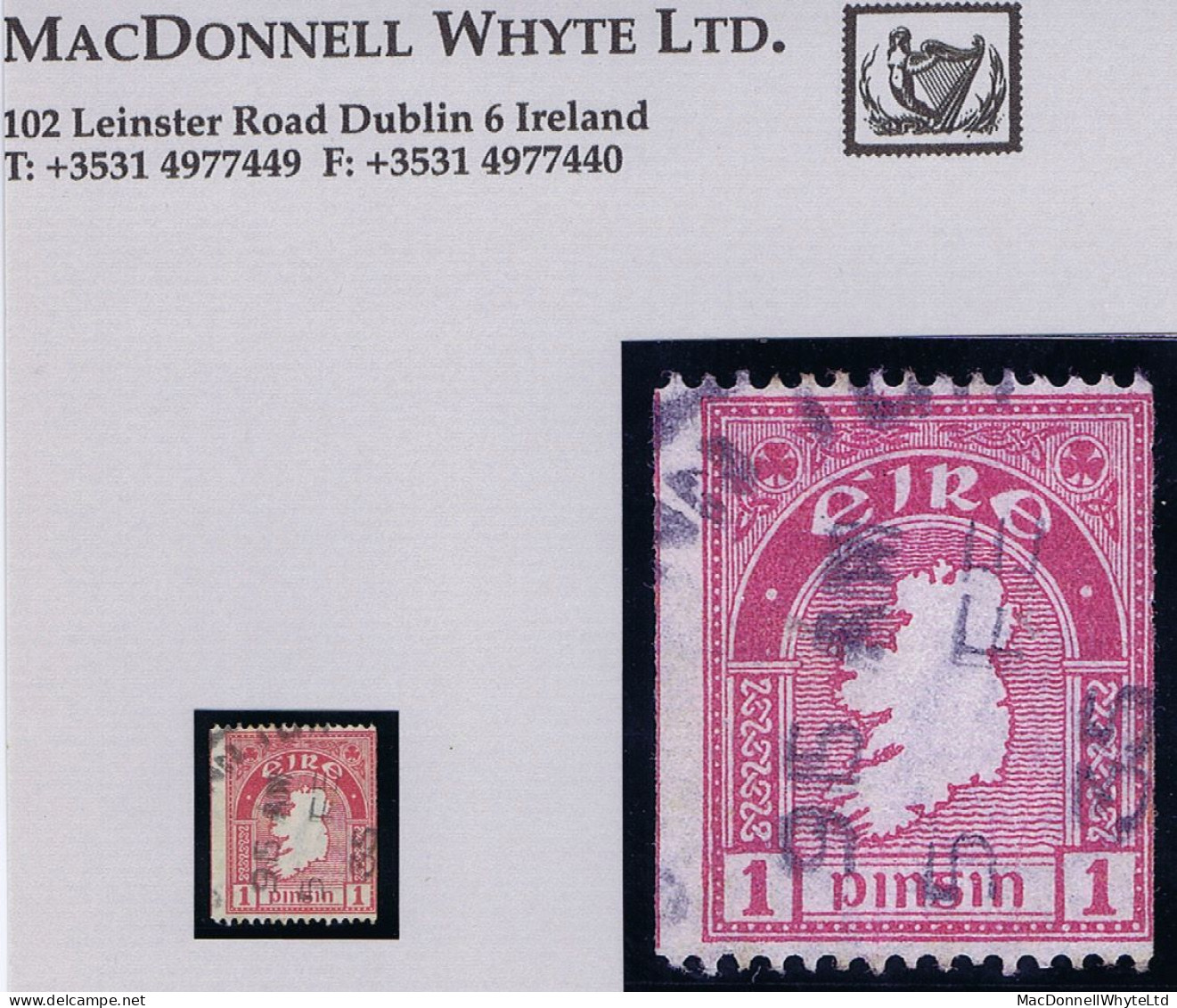 Ireland 1934 SE 1d Perf 15ximperf Experimental Coil, Misguillotined With Part Next Stamp At Left, Used 1935 Cds - Used Stamps