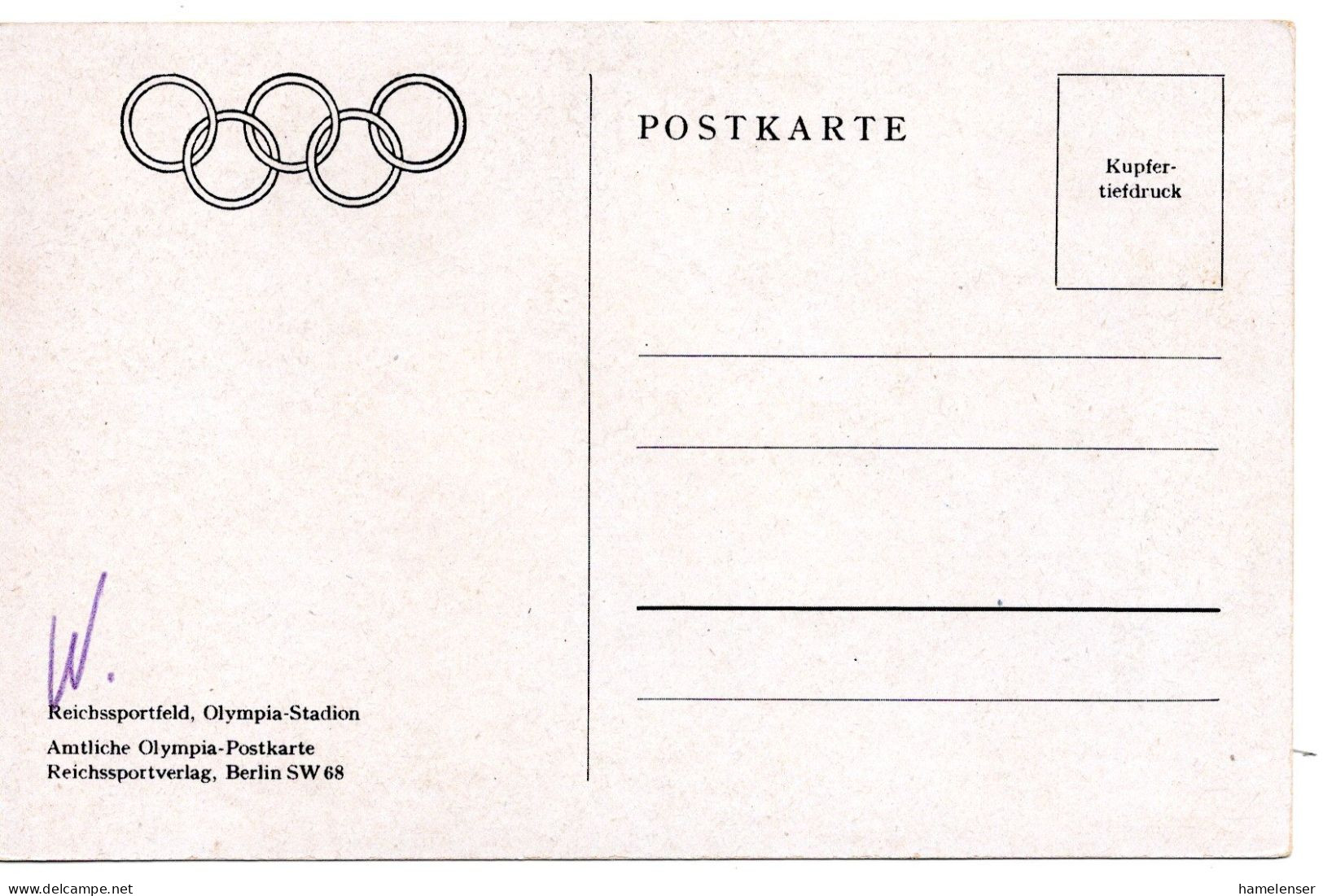 61136 - Deutsches Reich - 1936 - Ans.-Kte. "Olympia-Stadion", Ungebraucht - Jeux Olympiques