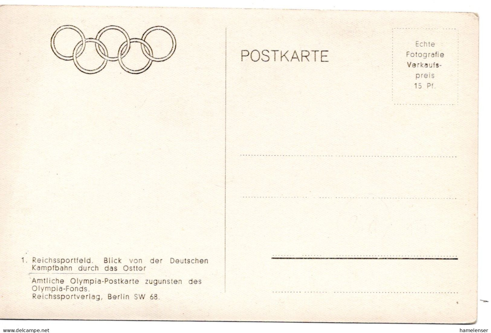 61138 - Deutsches Reich - 1936 - Ans.-Kte. "Olympia-Stadion, Ost-Tor", Ungebraucht - Jeux Olympiques