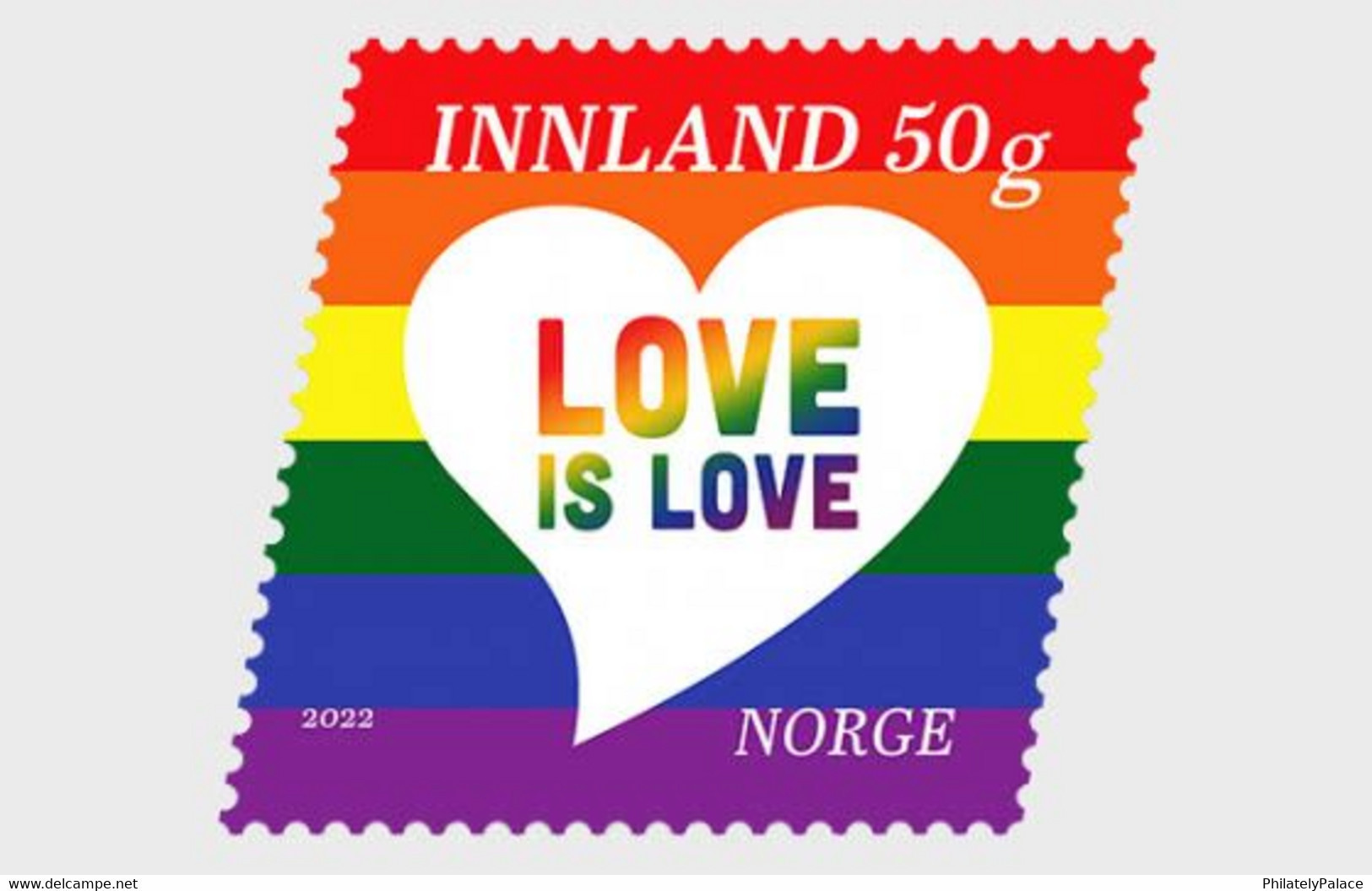 NORWAY 2022 Love Is Love- Pride Lesbian And Gay Liberation ,Flag,LGBT LGBTQ Stamp MNH (**) - Unused Stamps