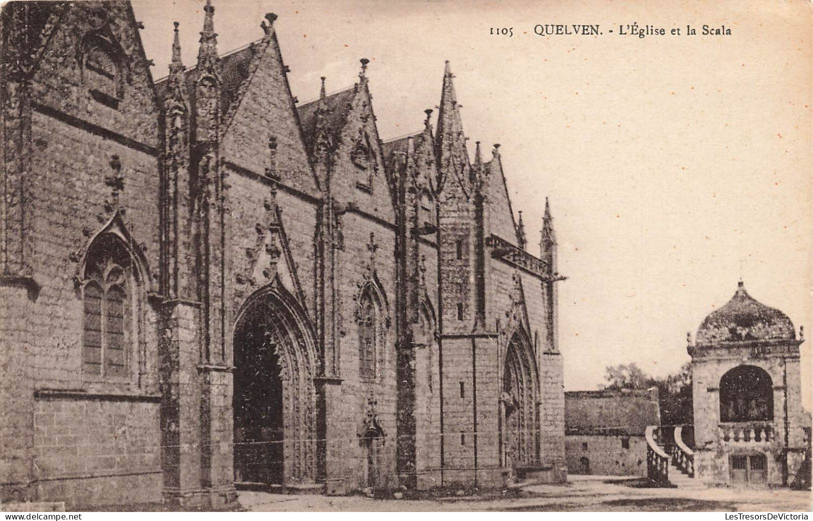 FRANCE - Quelven - Vue Sur L'église Et La Scala - Carte Postale Ancienne - Otros & Sin Clasificación