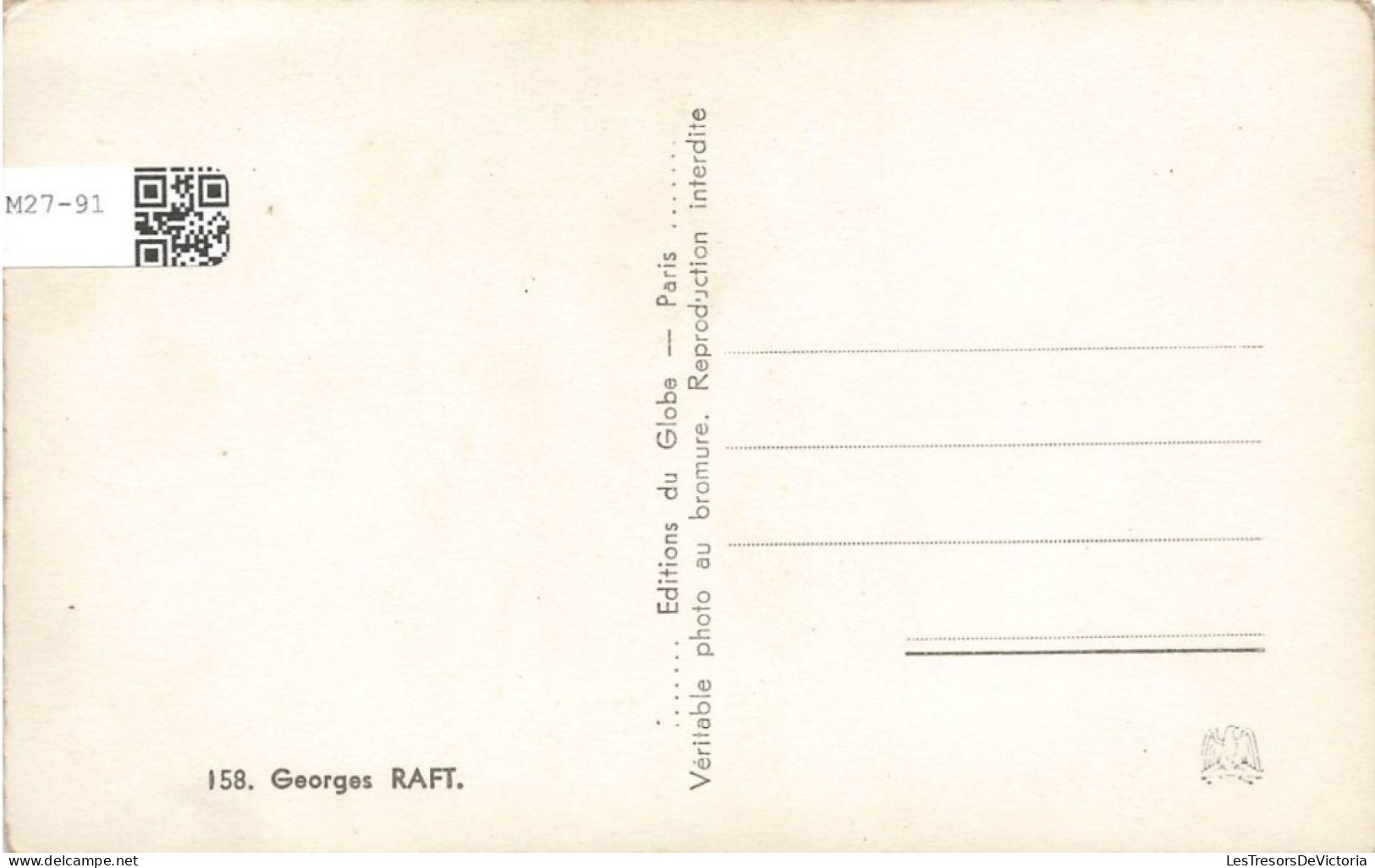 CELEBRITE - George Raft - Acteur Américain - Carte Postale - Autres & Non Classés