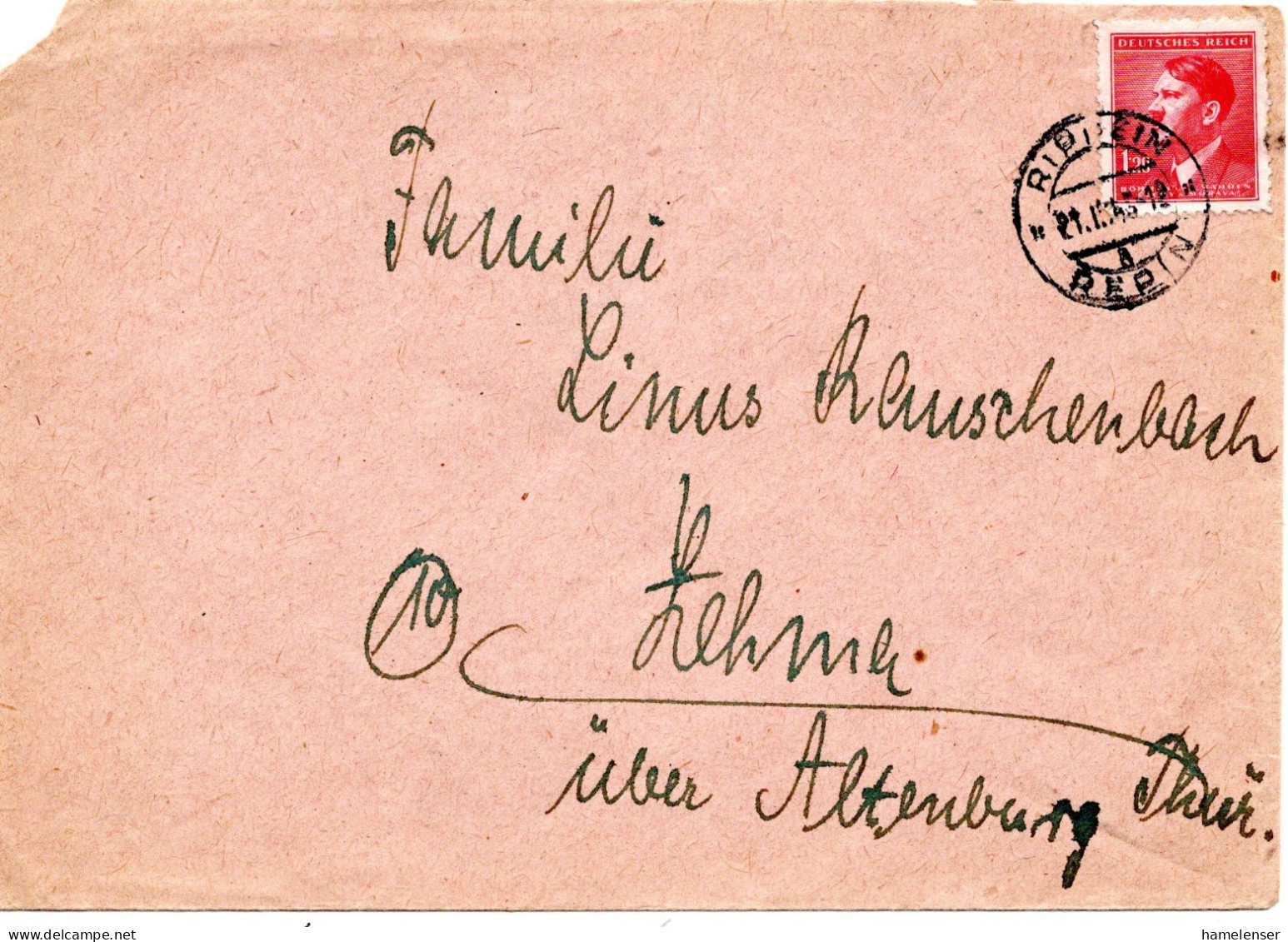 61145 - Deutsches Reich / Böhmen & Mähren - 1945 - 1,20K Hitler EF A Bf RIPHEIM -> Lehma - Lettres & Documents