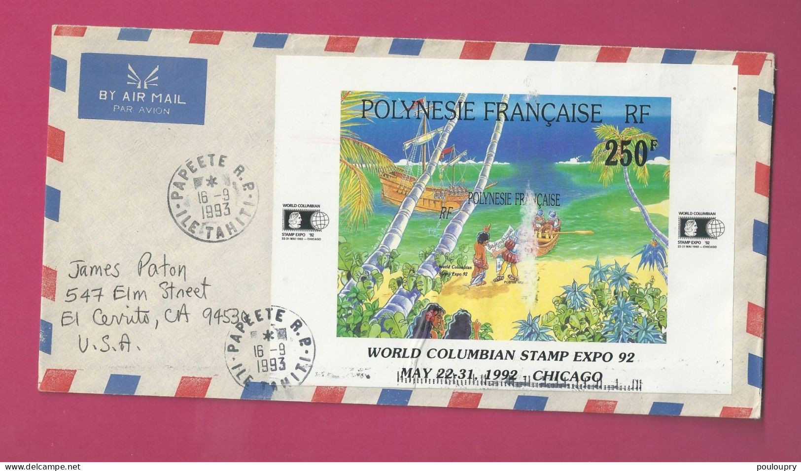 Lettre De 1993 Pour Les EUAN - YT N° PA 20 - Exposition Philatélique - Covers & Documents