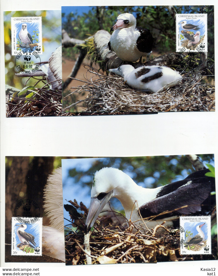 A45204)WWF-Maximumkarte Vogel: Weihnachtsinseln 303 - 306 - Cartes-maximum