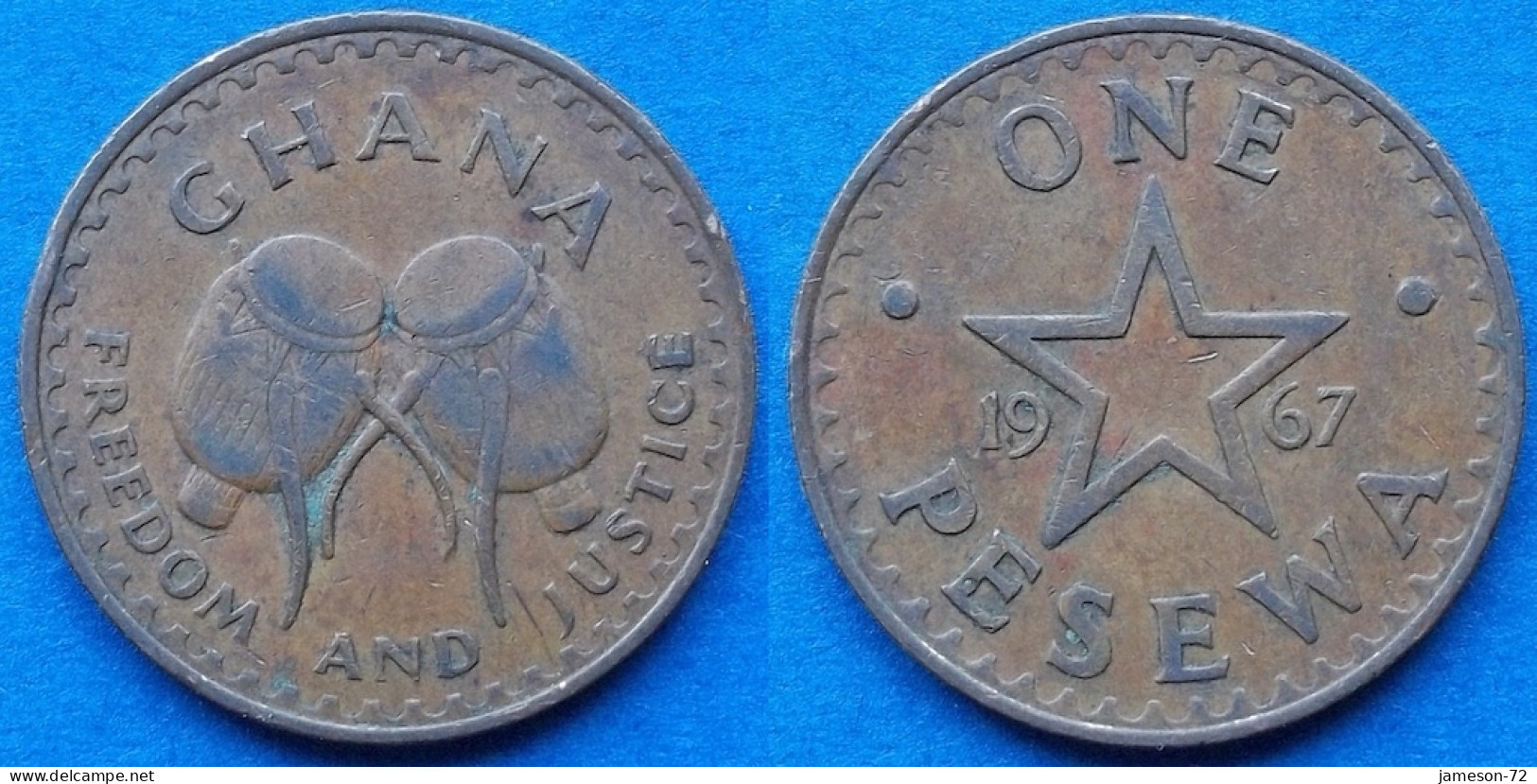 GHANA - 1 Pesewa 1967 "Bush Drums" KM# 13 Decimal Coinage (1965-2007) - Edelweiss Coins - Ghana