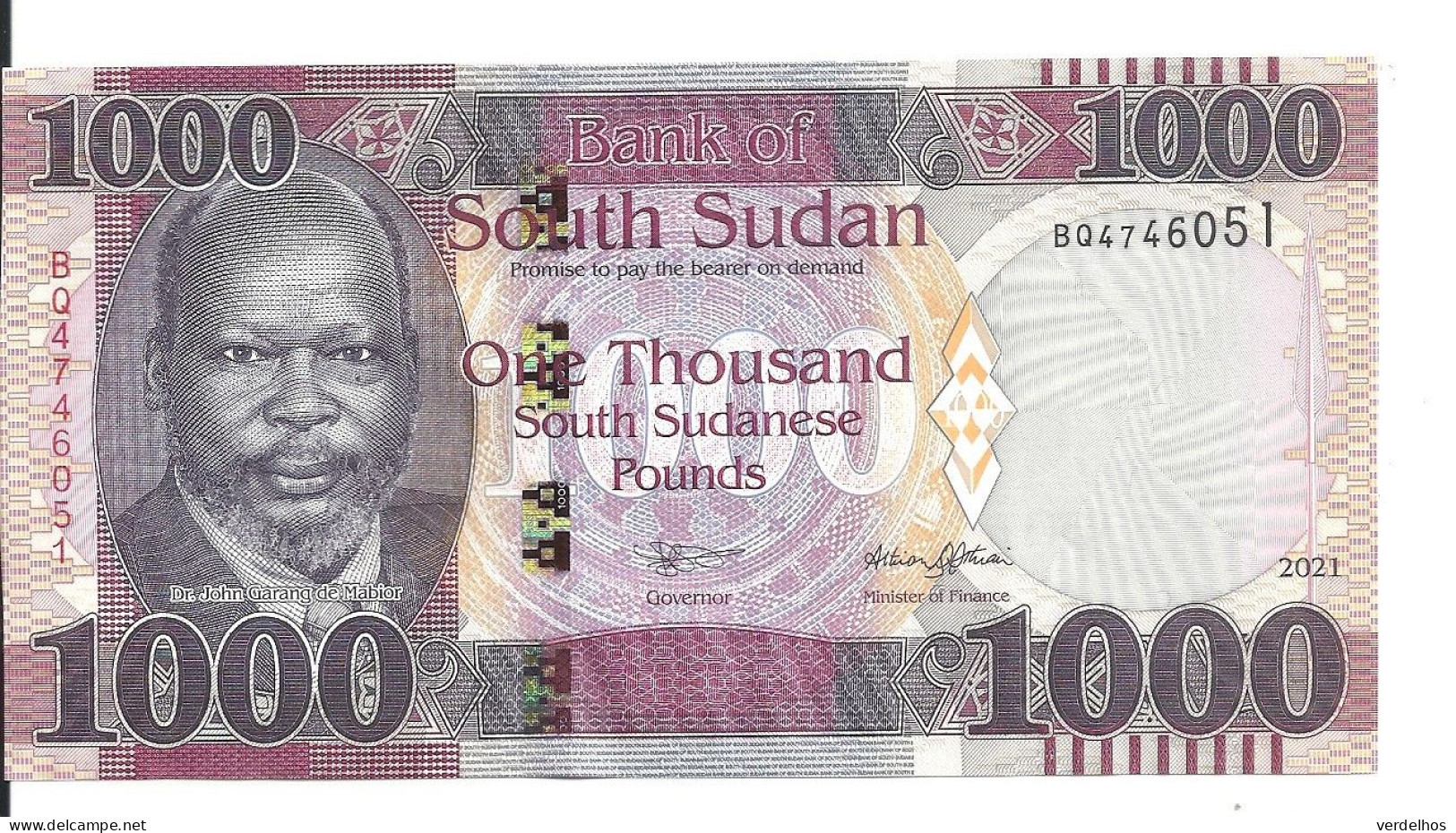 SOUDAN SOUTH 1000 POUNDS 2021 UNC P 17 New - Soudan