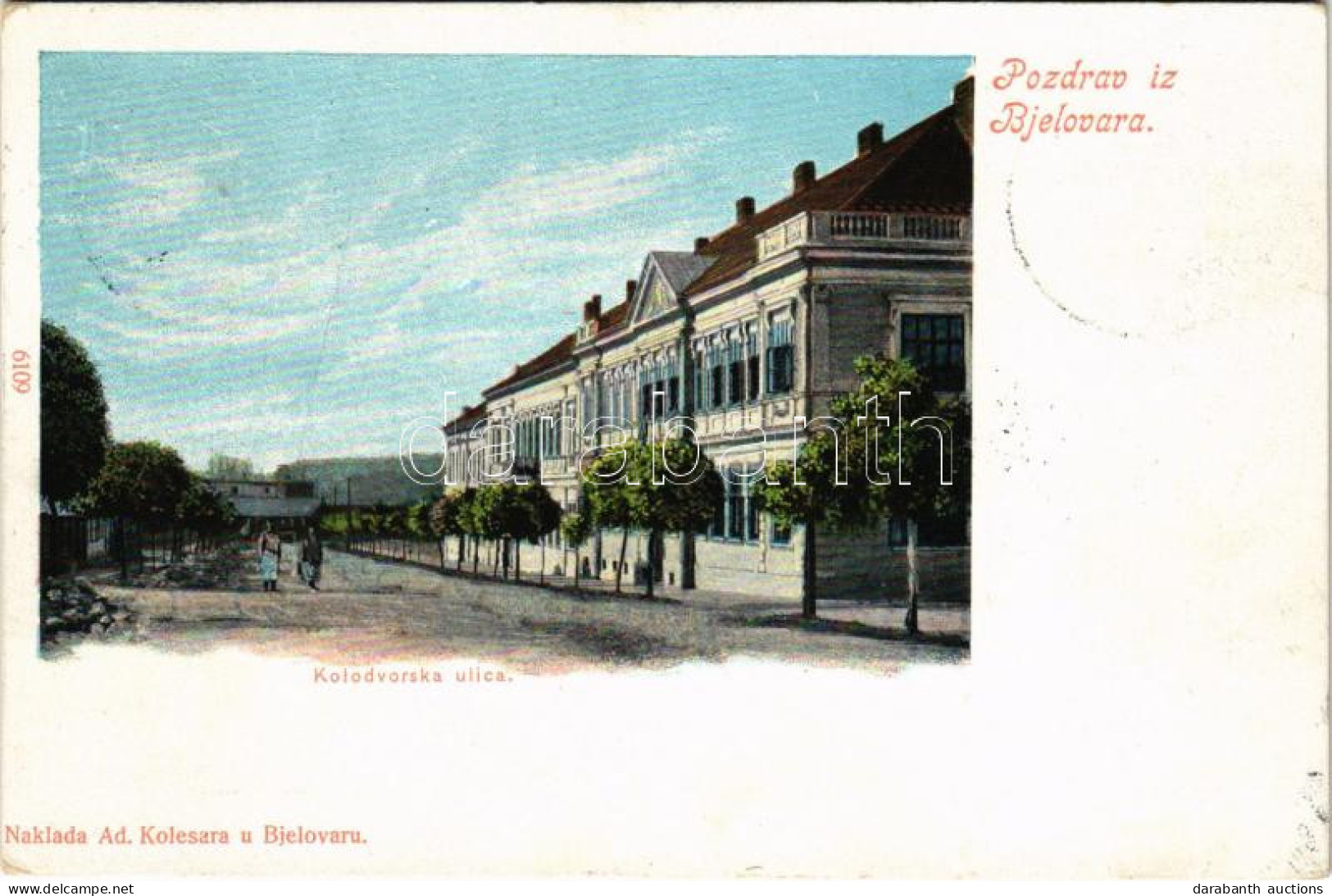 T2 1902 Belovár, Bjelovar; Kolodvorska Ulica / Vasút Utca / Street + "SZLÁV. VERŐCZE-KÖRÖS 296. SZ." Vasúti Mozgóposta - Unclassified