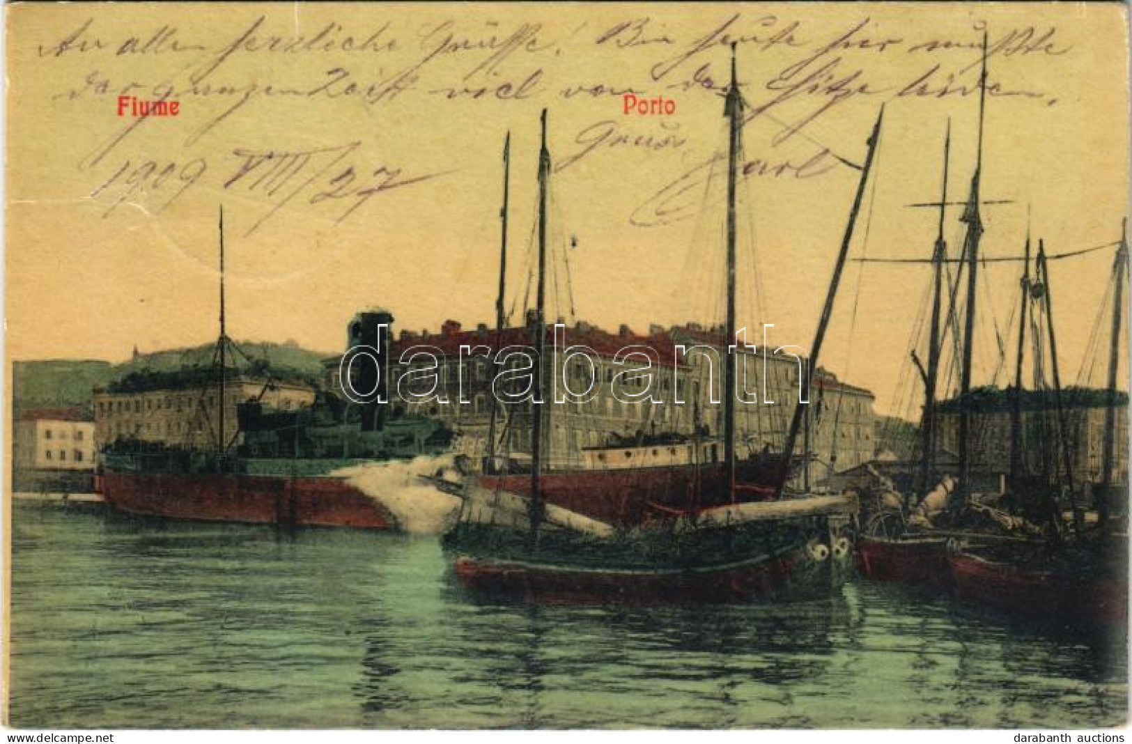 * T2/T3 1909 Fiume, Rijeka; Porto / Port, Ships. W.L. 1192. - Non Classés