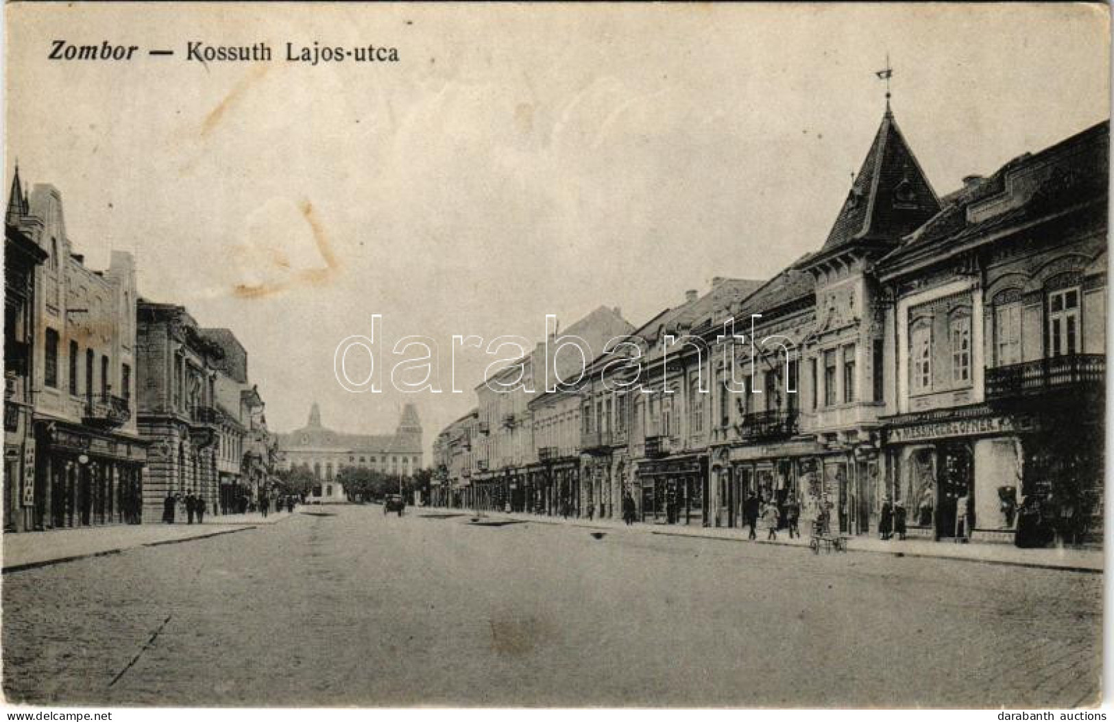 T2/T3 1915 Zombor, Sombor; Kossuth Lajos Utca, Messinger és Ofner üzlete. Gehring Istvánné Kiadása / Street View, Shops  - Ohne Zuordnung